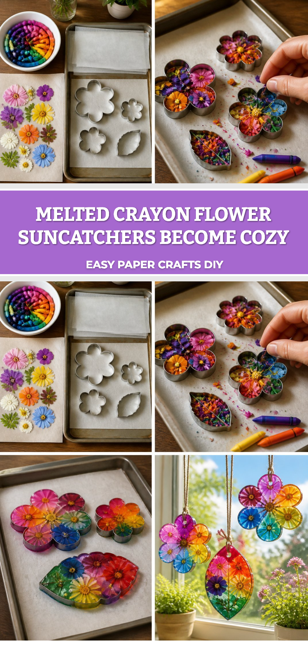 Melted Crayon Flower Suncatchers Become Cozy 6 Melted Crayon Flower Suncatchers Become Cozy