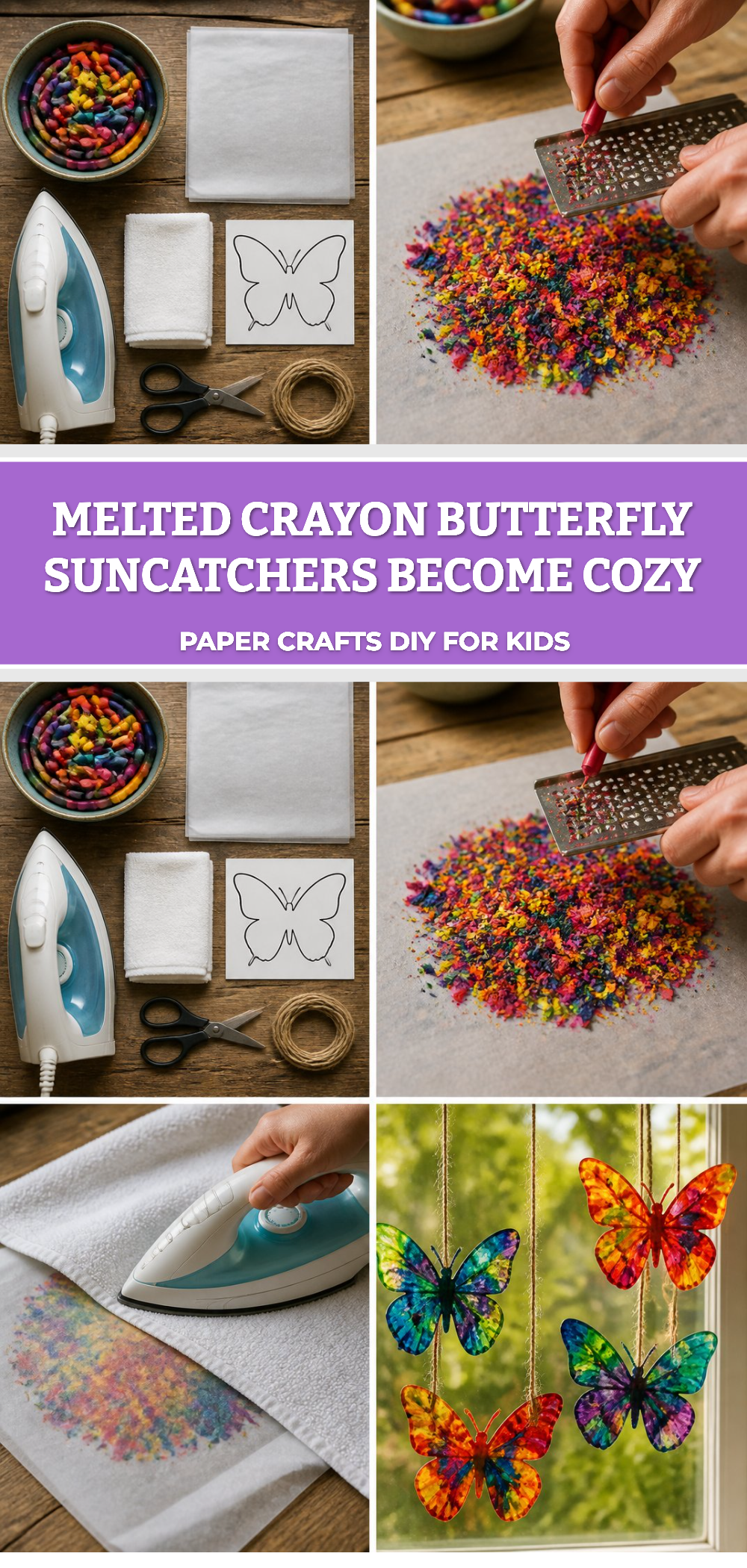 Melted Crayon Butterfly Suncatchers Become Cozy 6 Melted Crayon Butterfly Suncatchers Become Cozy
