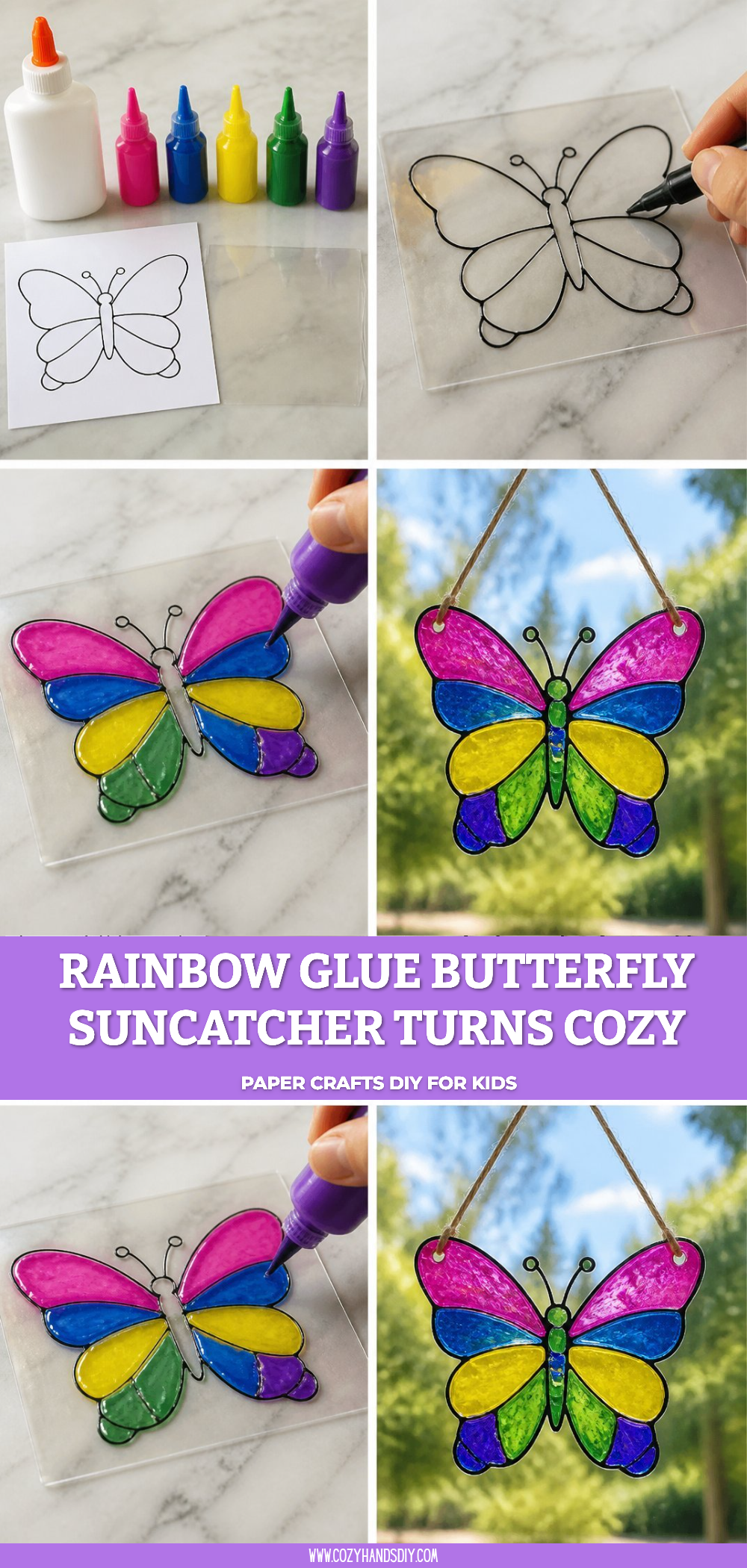 Rainbow Glue Butterfly Suncatcher Turns Cozy 6 Rainbow Glue Butterfly Suncatcher Turns Cozy