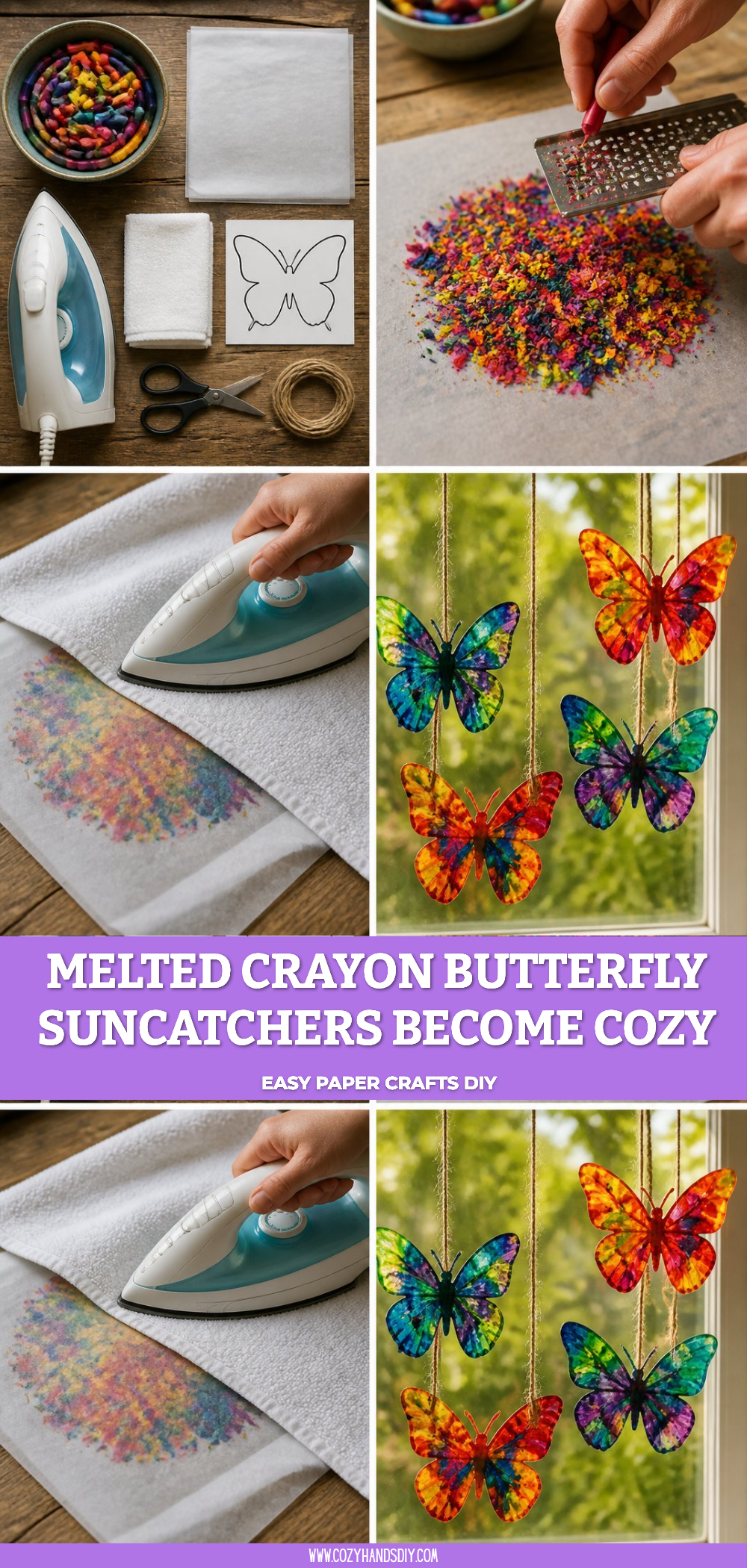 Melted Crayon Butterfly Suncatchers Become Cozy