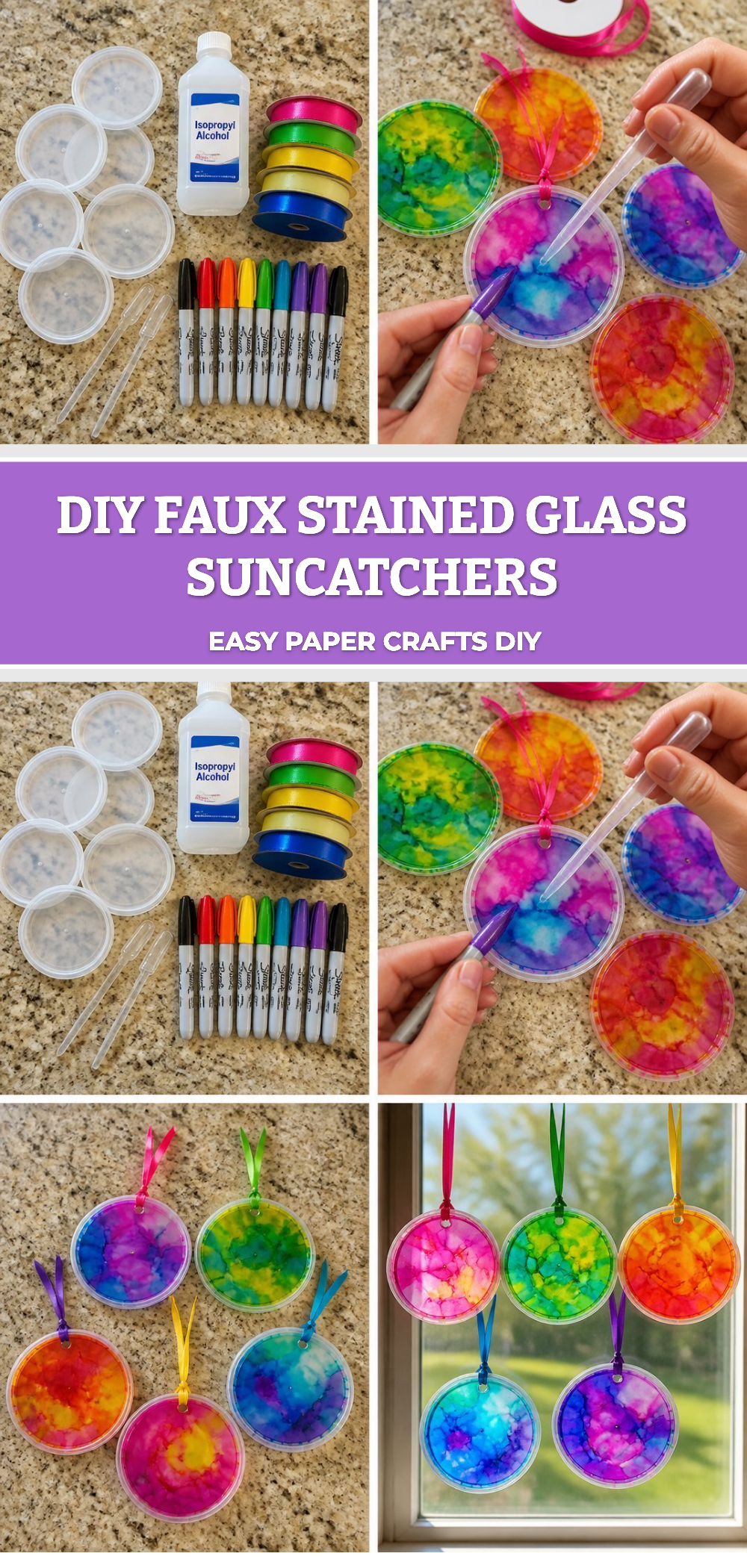 DIY Faux Stained Glass Suncatchers