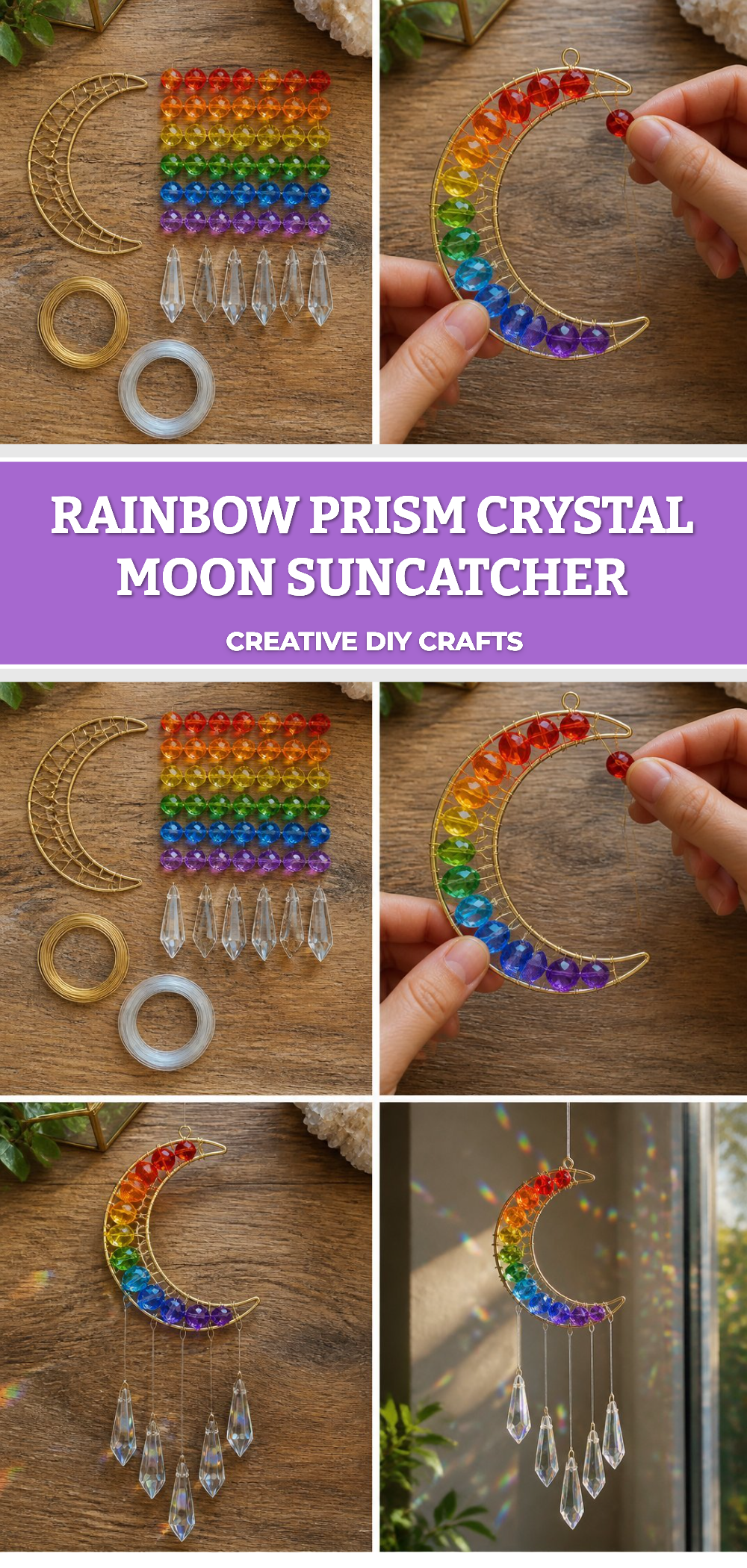 Rainbow Prism Crystal Moon Suncatcher 2 Rainbow Prism Crystal Moon Suncatcher