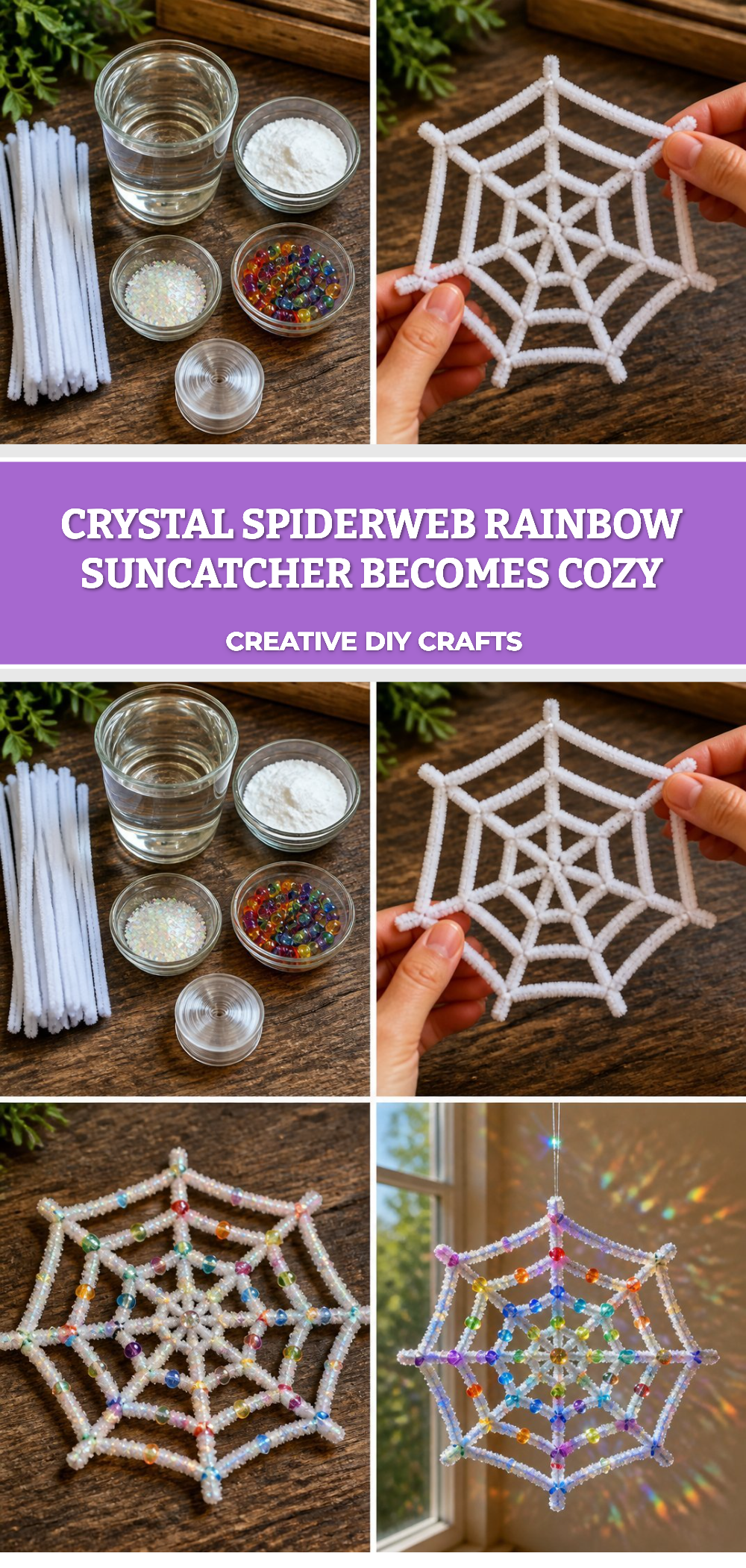 Crystal Spiderweb Rainbow Suncatcher Becomes Cozy