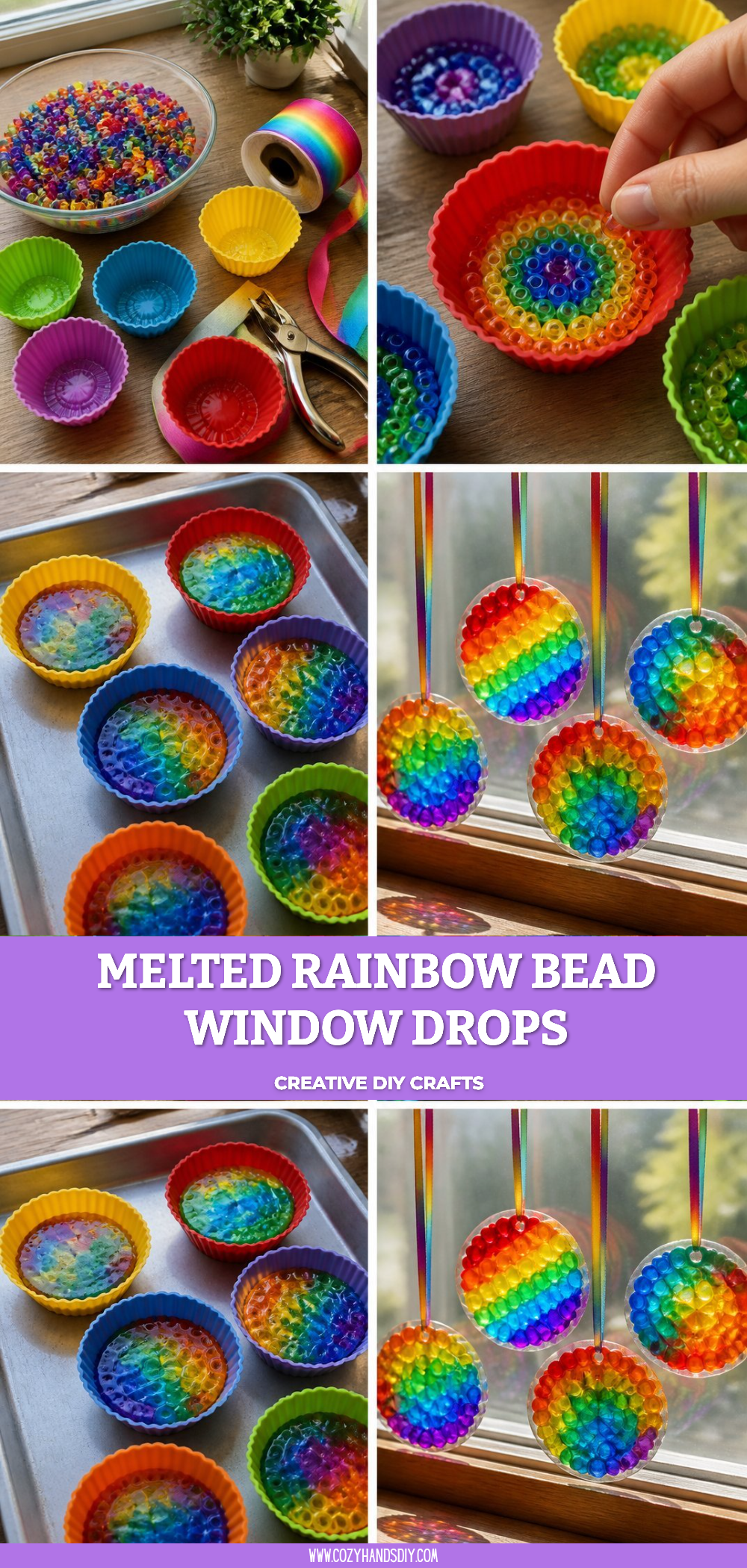 Melted Rainbow Bead Window Drops