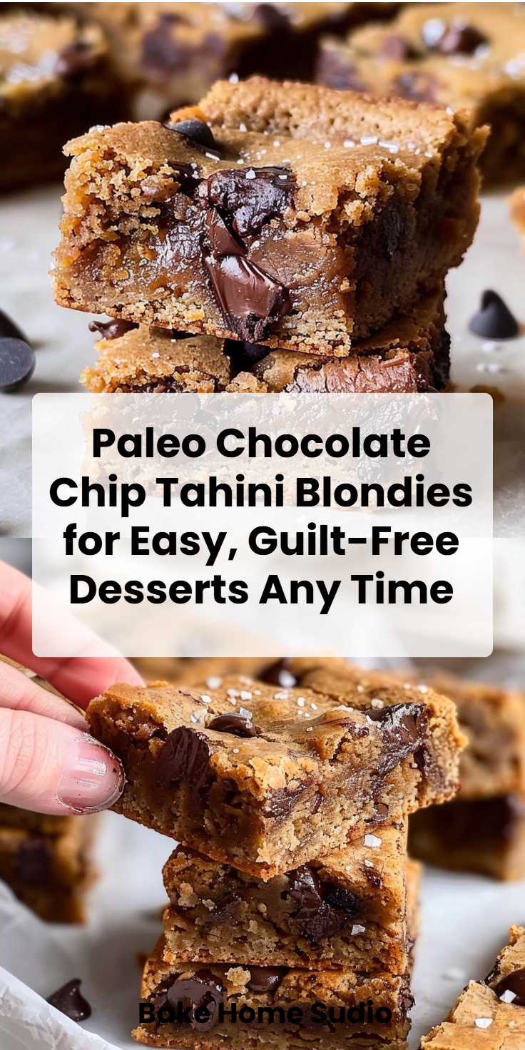Paleo Chocolate Chip Tahini Blondies