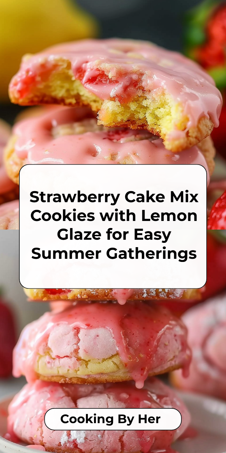 Strawberry Cake Mix Cookies with Strawberry Lemon Glaze!