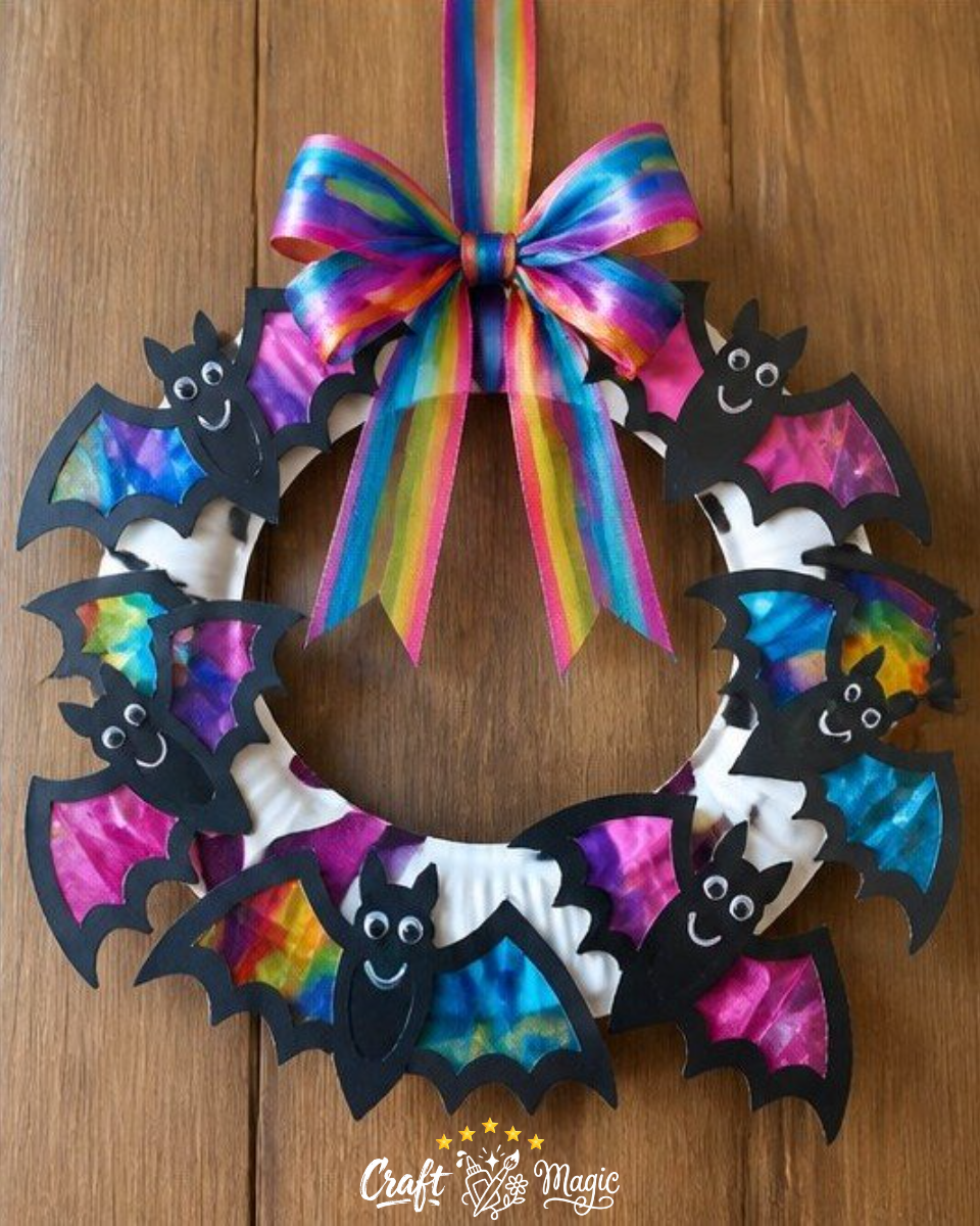 Clear Blue Rainbow Bat Suncatcher Wreath DIY