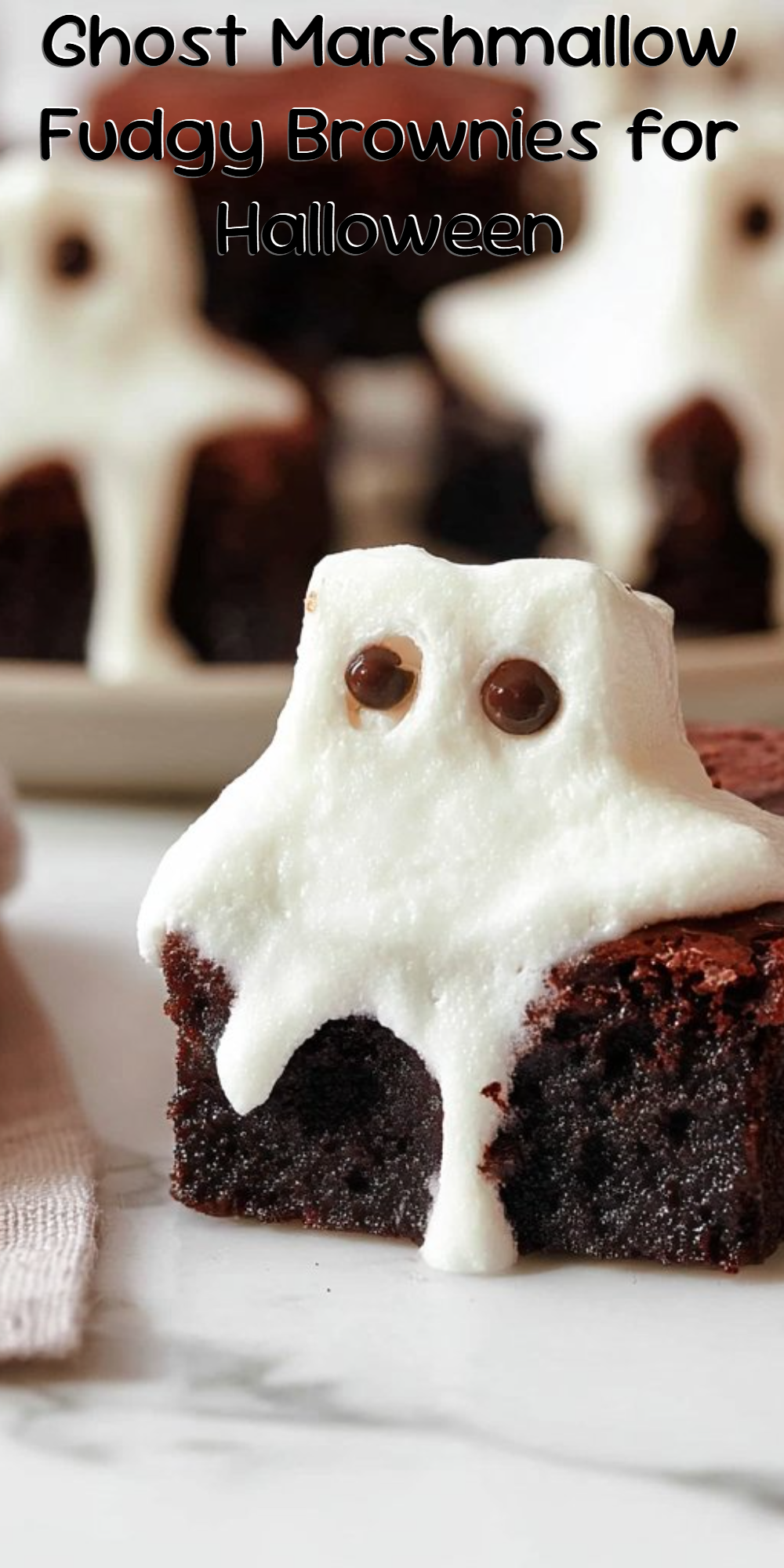 Ghost Marshmallow Fudgy Brownies for Halloween