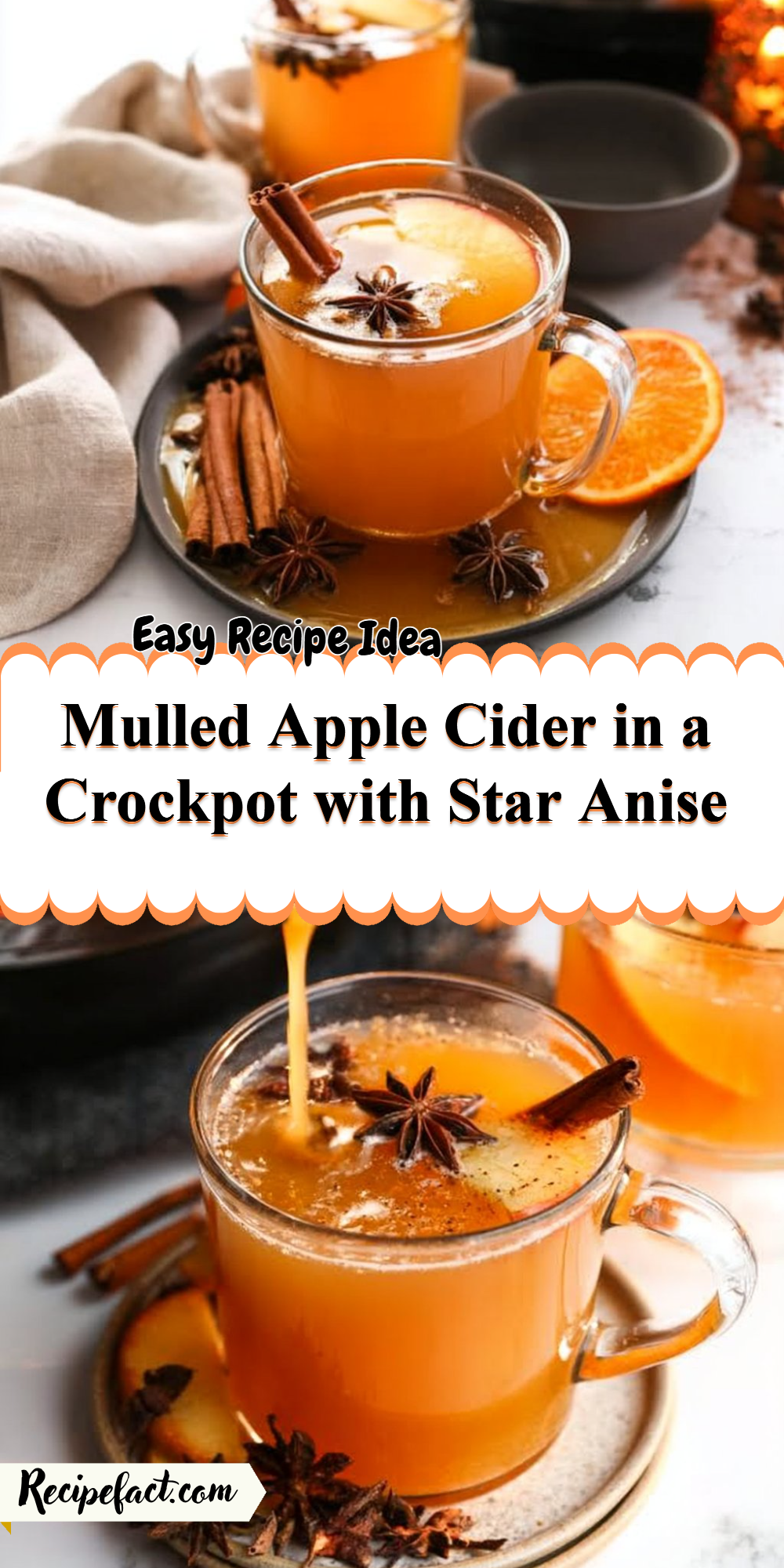 Mulled Apple Cider in a Crockpot with Star Anise