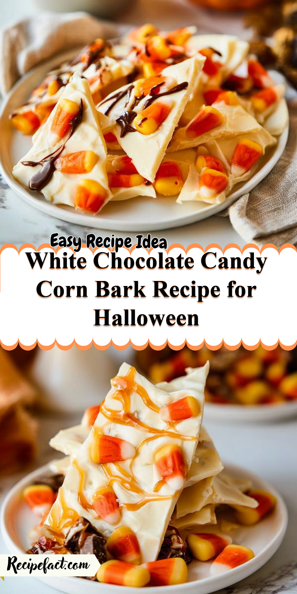 White Chocolate Candy Corn Bark Recipe for Halloween
