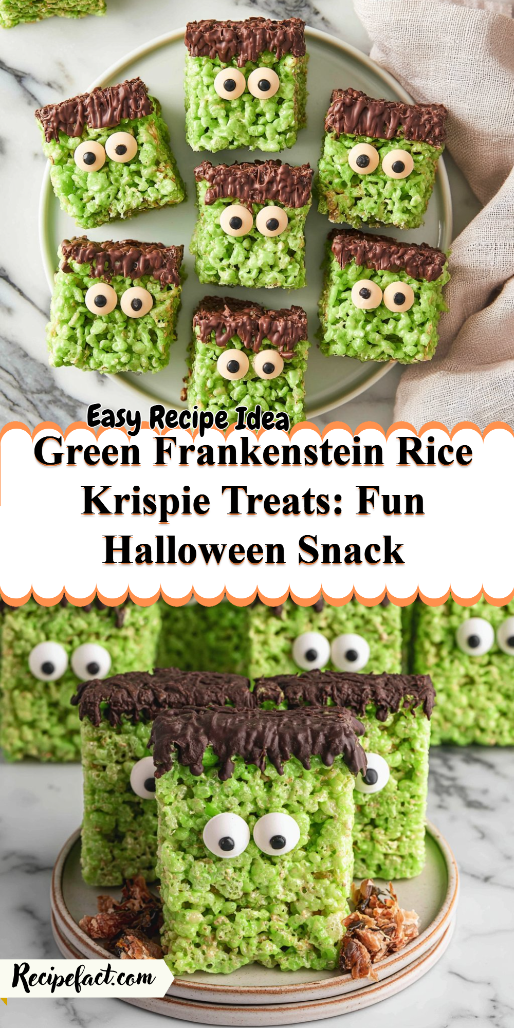Green Frankenstein Rice Krispie Treats: Fun Halloween Snack