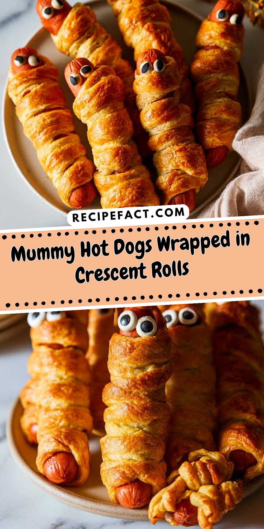Mummy Hot Dogs Wrapped in Crescent Rolls