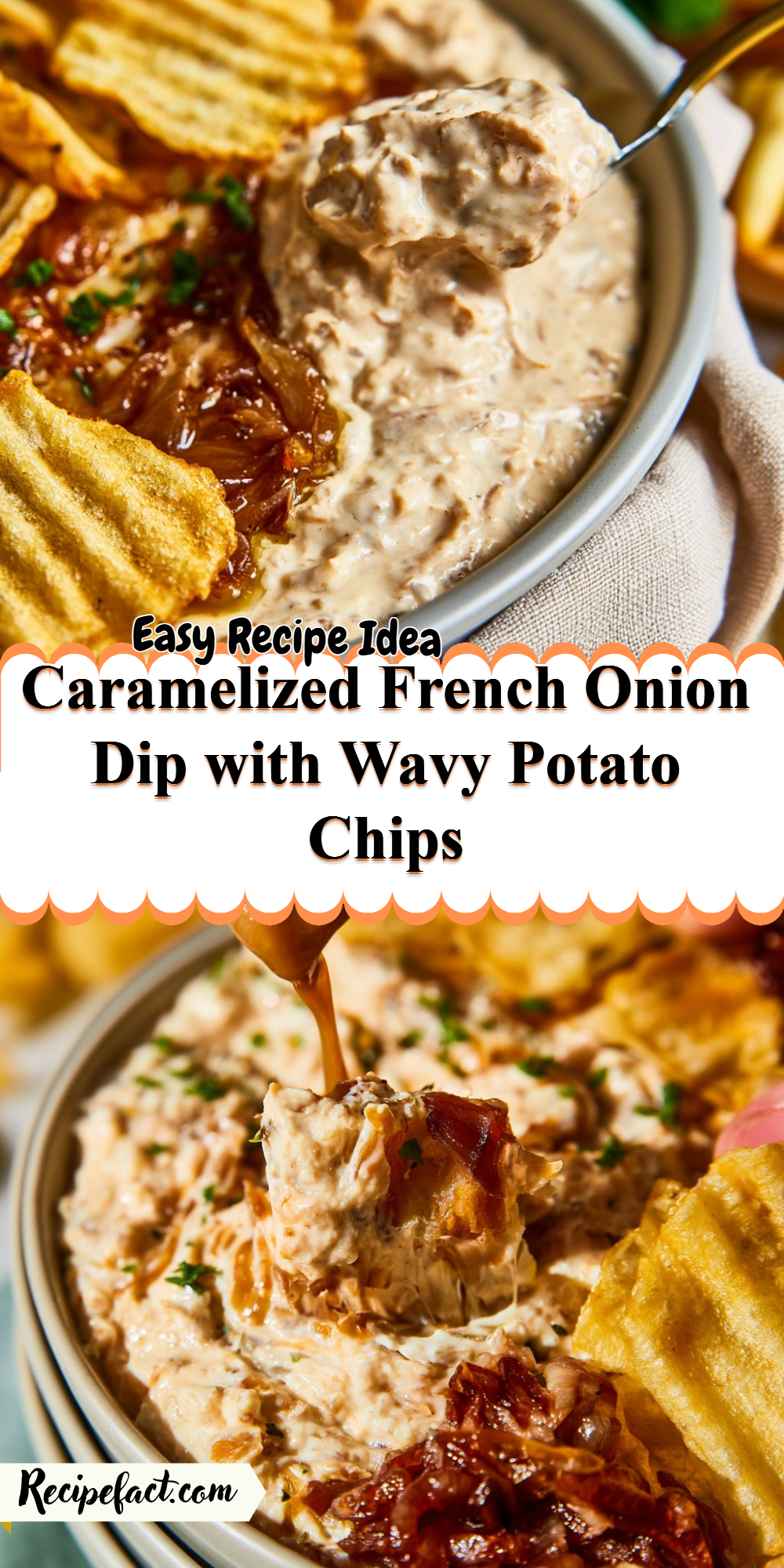 Caramelized French Onion Dip with Wavy Potato Chips