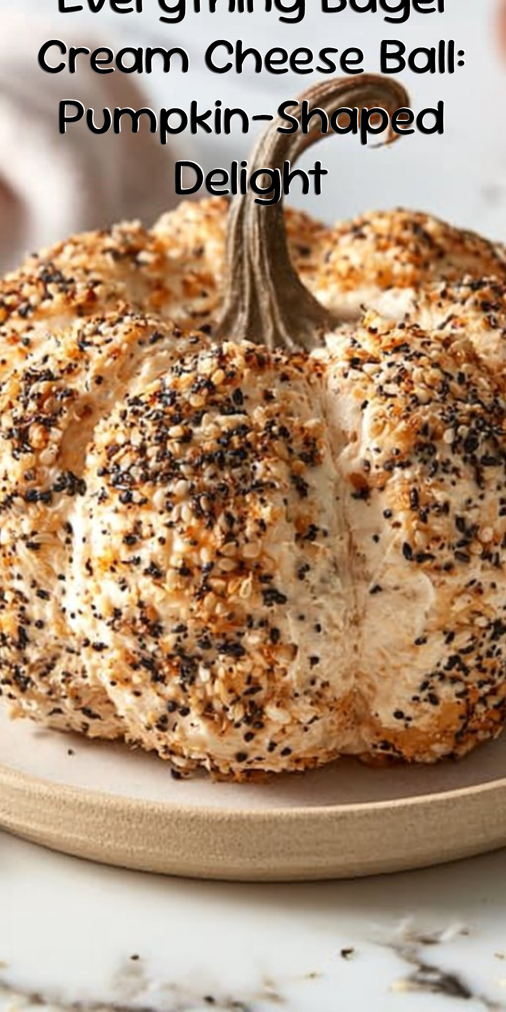 Everything Bagel Cream Cheese Ball: Pumpkin-Shaped Delight