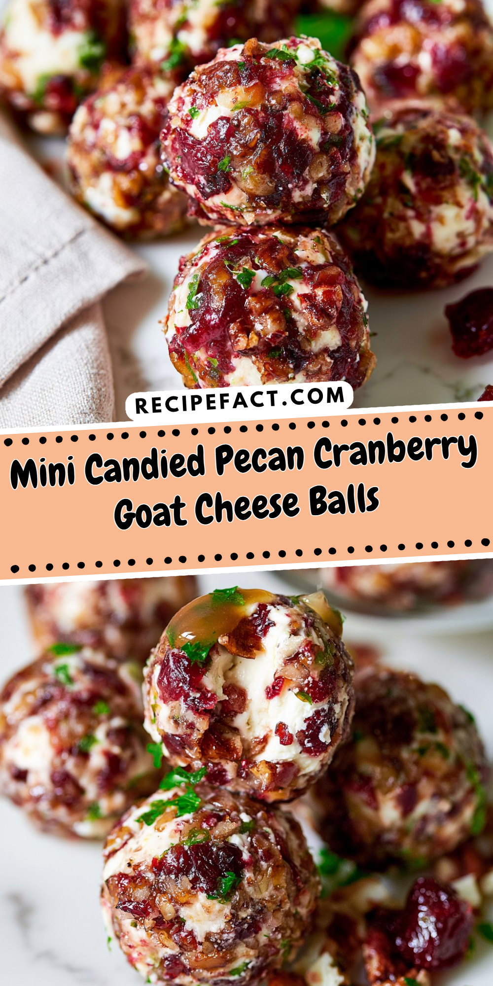 Mini Candied Pecan Cranberry Goat Cheese Balls