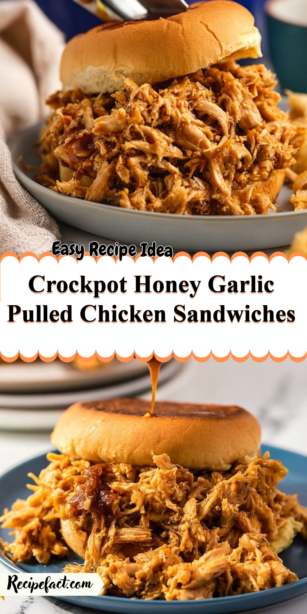 Crockpot Honey Garlic Pulled Chicken Sandwiches