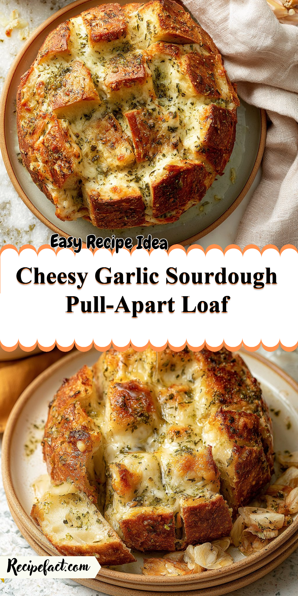 Cheesy Garlic Sourdough Pull-Apart Loaf