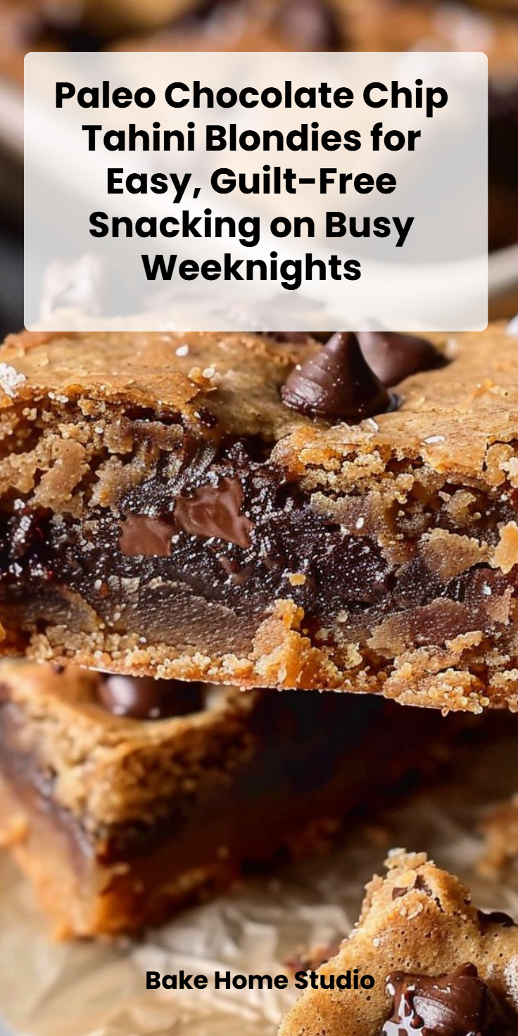 Paleo Tahini Chocolate Chip Blondies