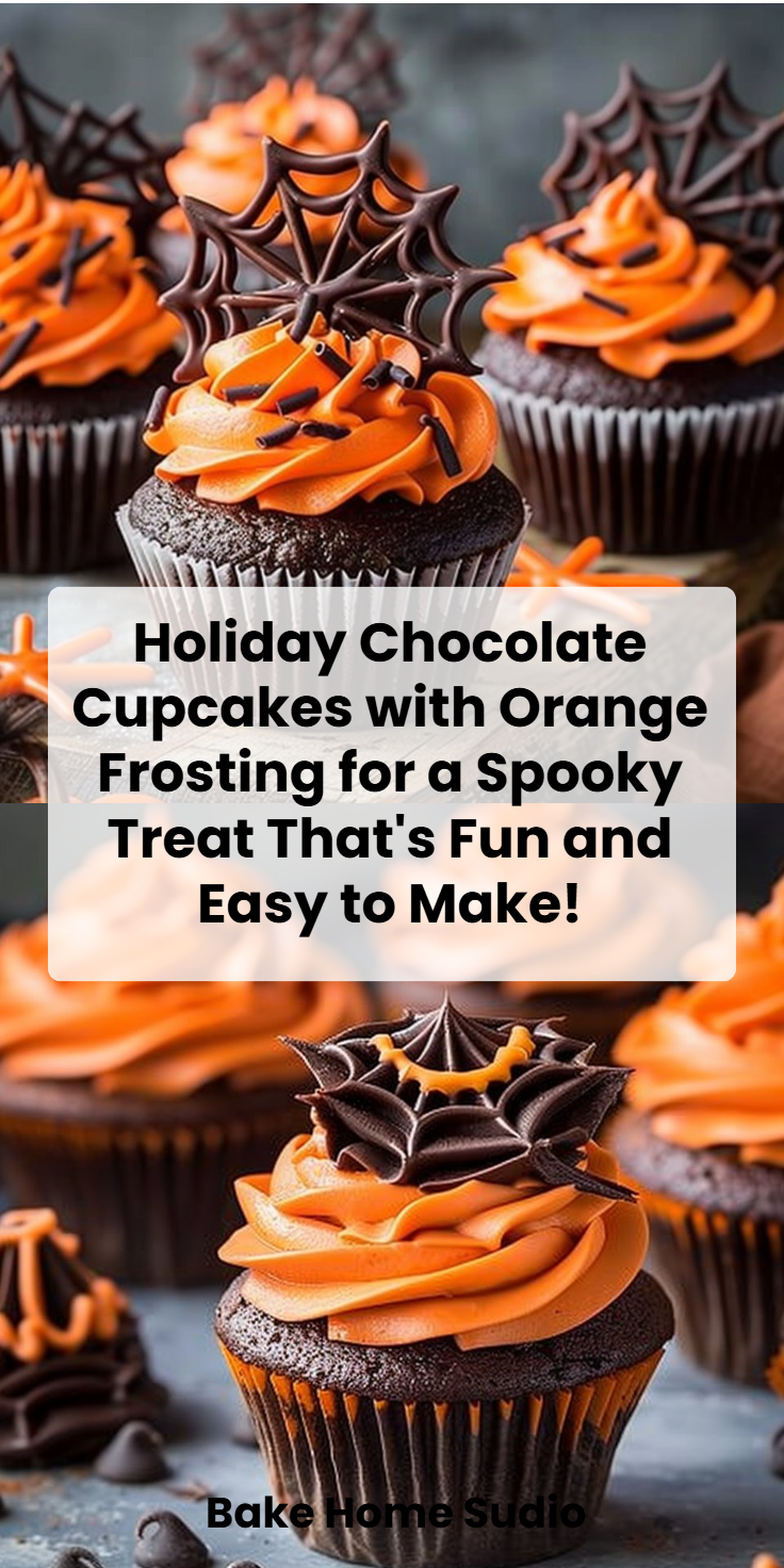 Halloween Chocolate Cupcakes with Orange Frosting