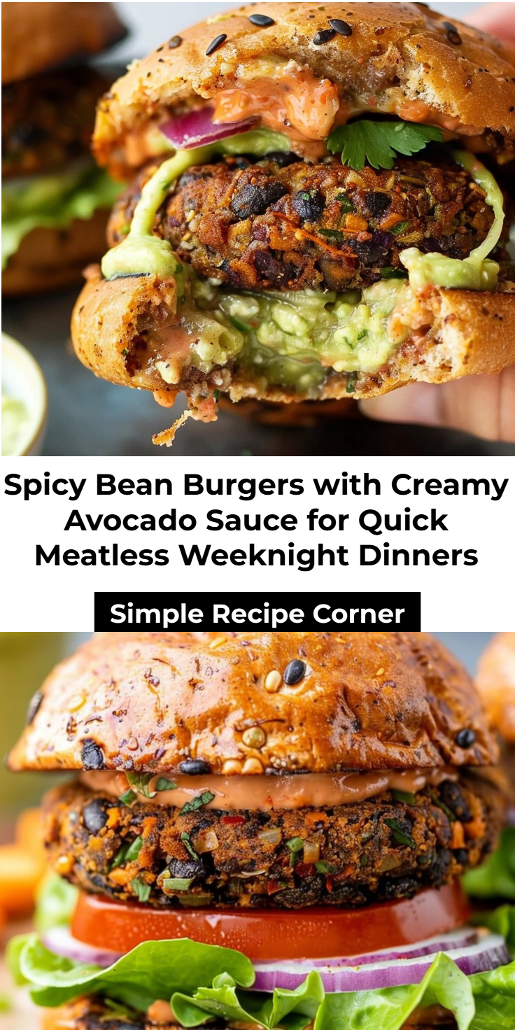 Spicy Black Bean Burgers with Cilantro Avocado Sauce