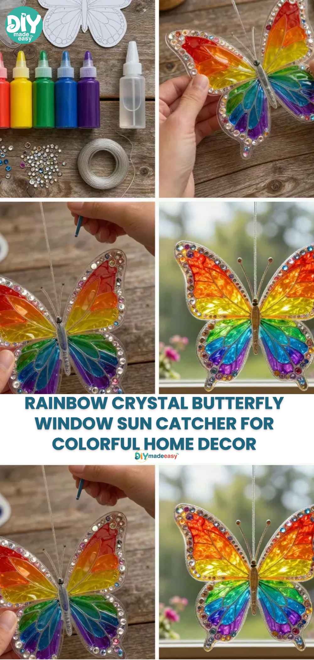 Rainbow Crystal Butterfly Window Sun Catcher for Colorful Home Decor