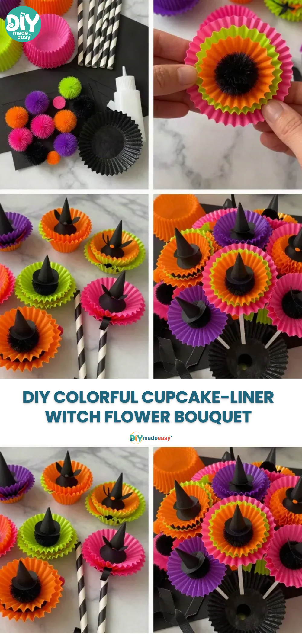 DIY Colorful Cupcake-Liner Witch Flower Bouquet 23 DIY Colorful Cupcake-Liner Witch Flower Bouquet