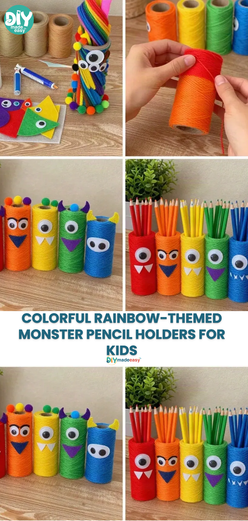Colorful Rainbow-Themed Monster Pencil Holders for Kids 20 Colorful Rainbow-Themed Monster Pencil Holders for Kids