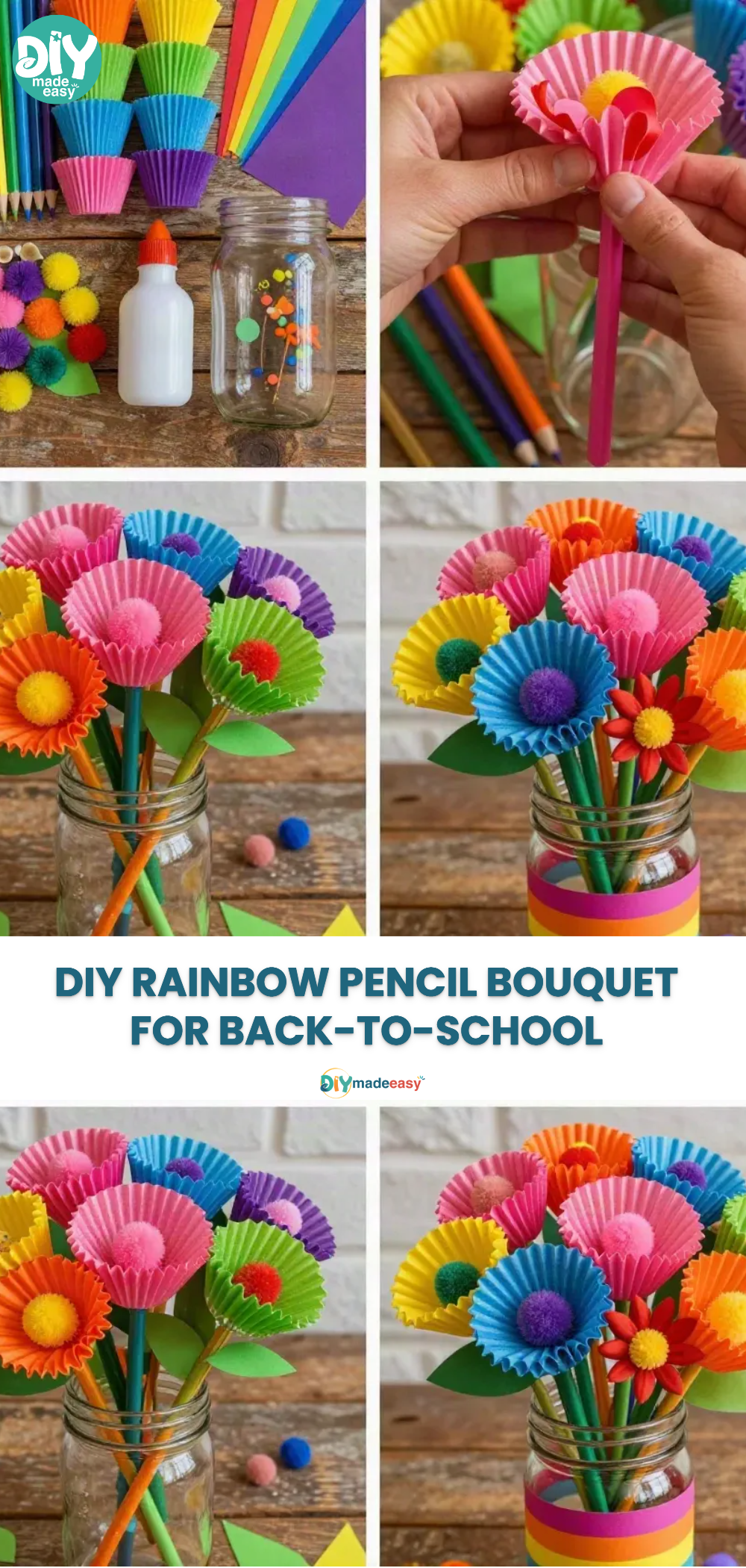 DIY Rainbow Pencil Bouquet for Back-to-School