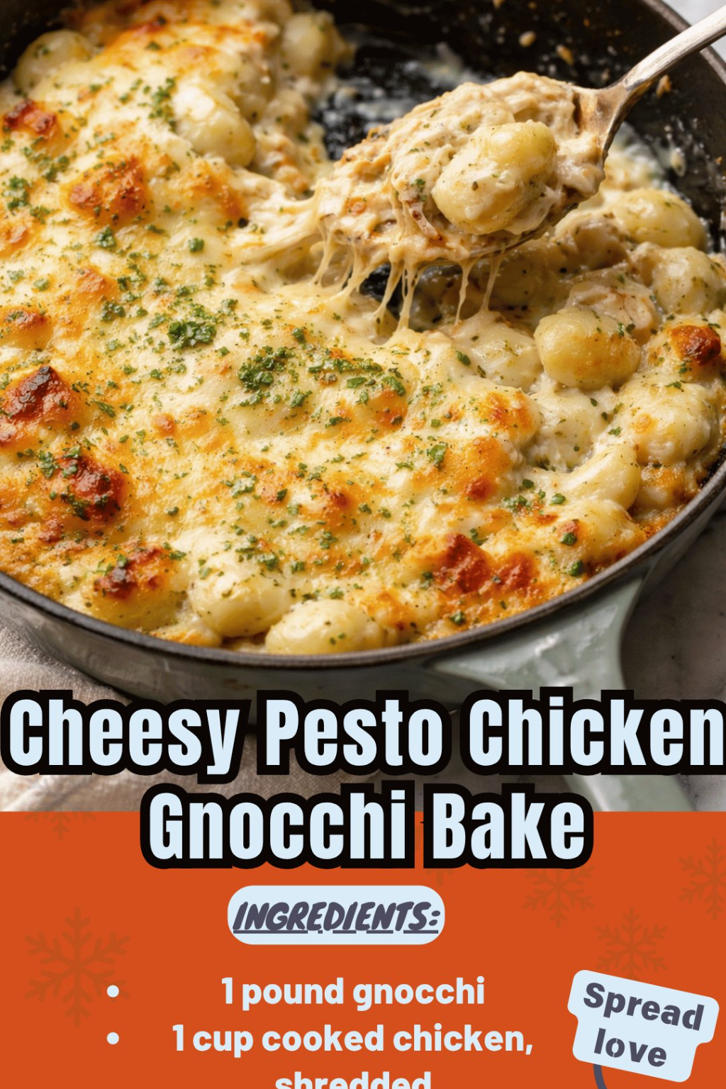 Cheesy Pesto Chicken Gnocchi Bake