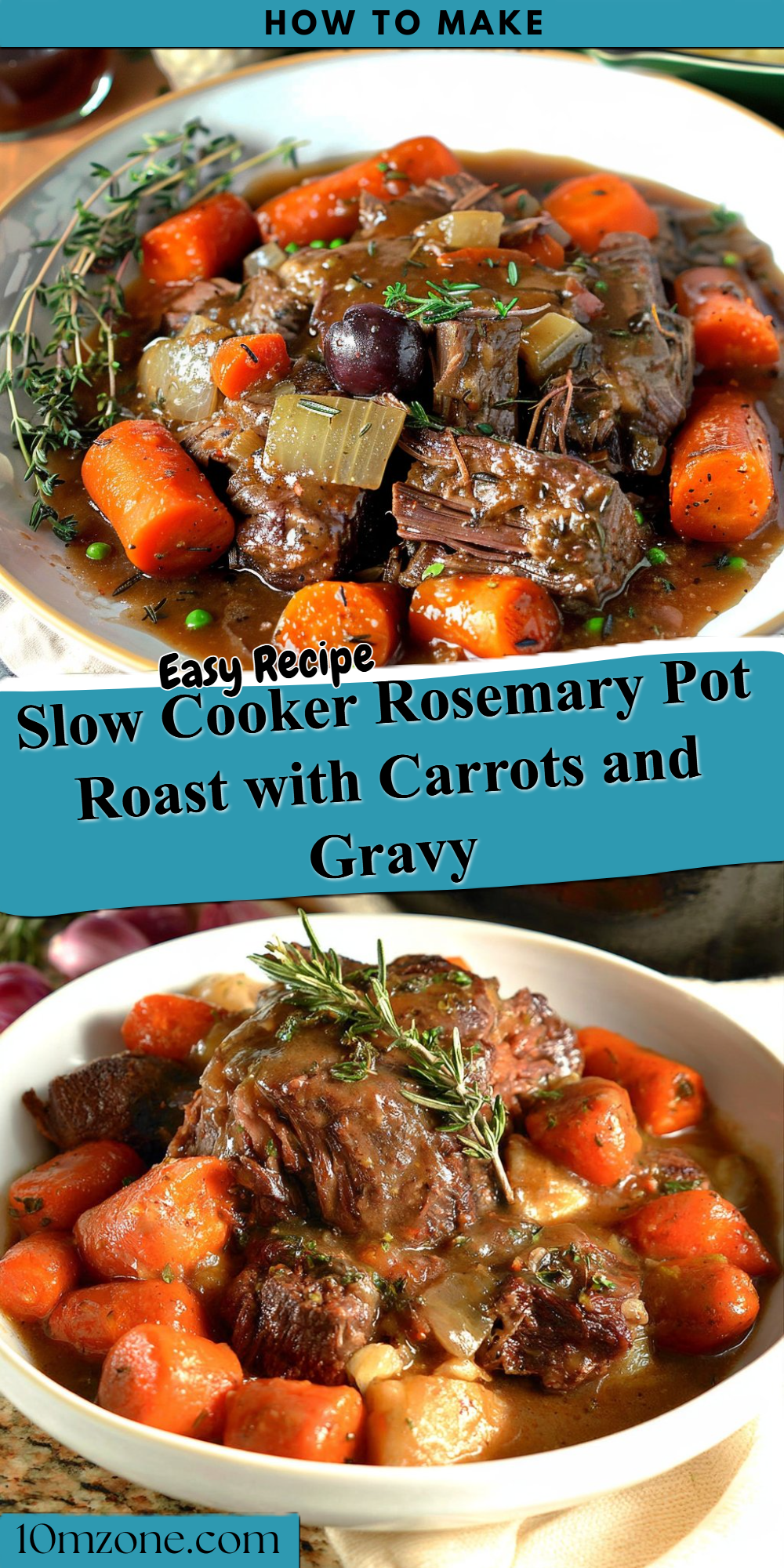 Slow Cooker Rosemary Pot Roast with Carrots and Gravy