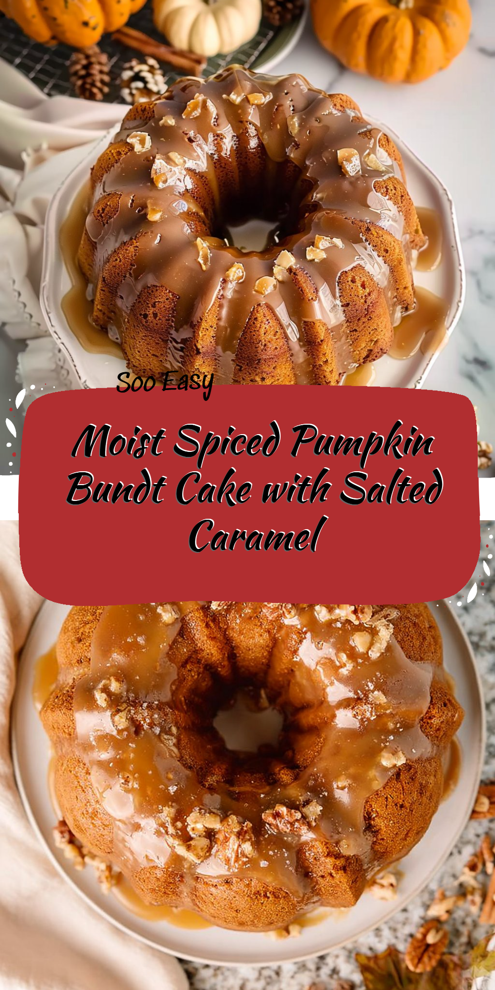 Moist Spiced Pumpkin Bundt Cake with Salted Caramel