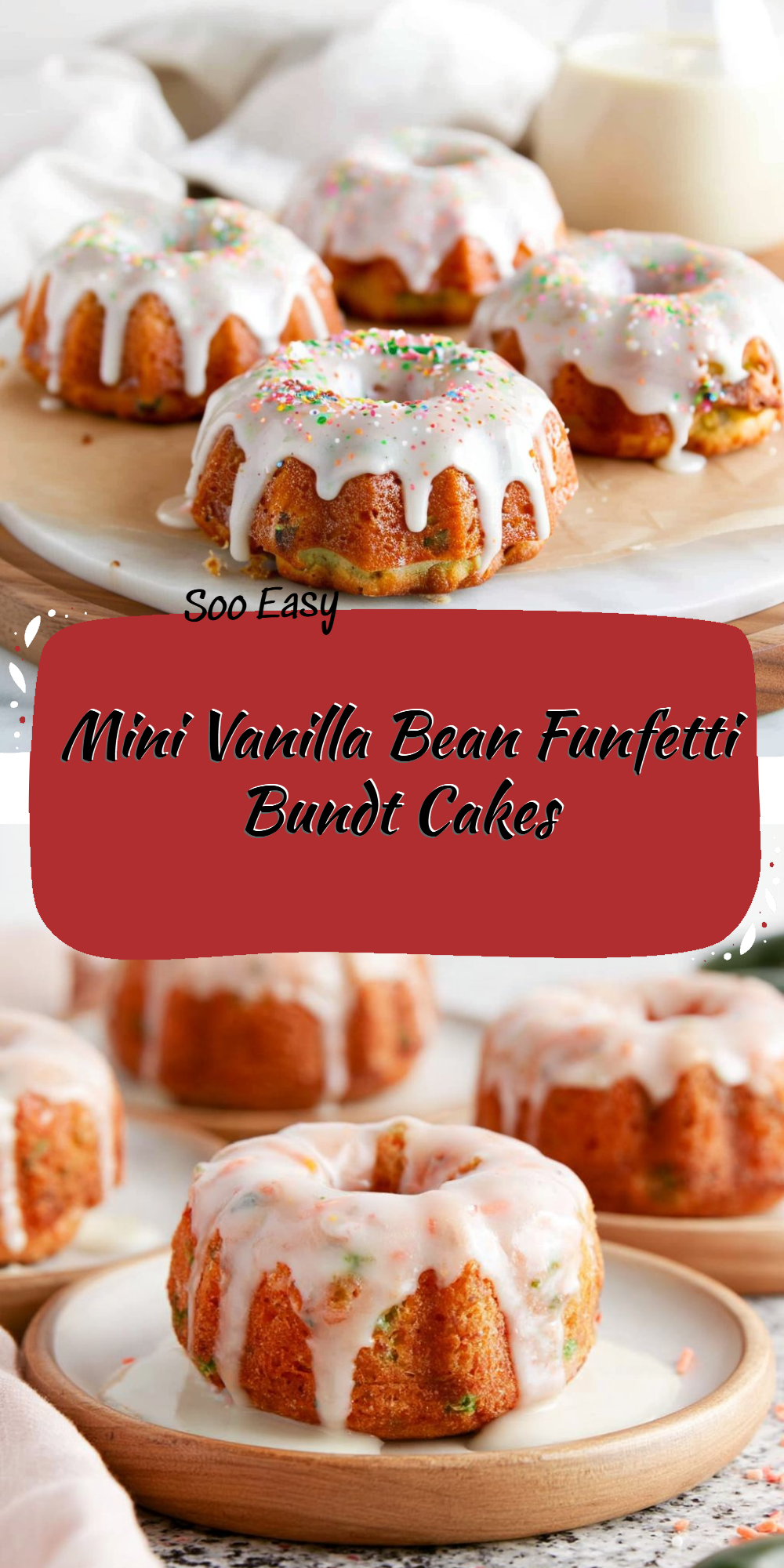 Mini Vanilla Bean Funfetti Bundt Cakes