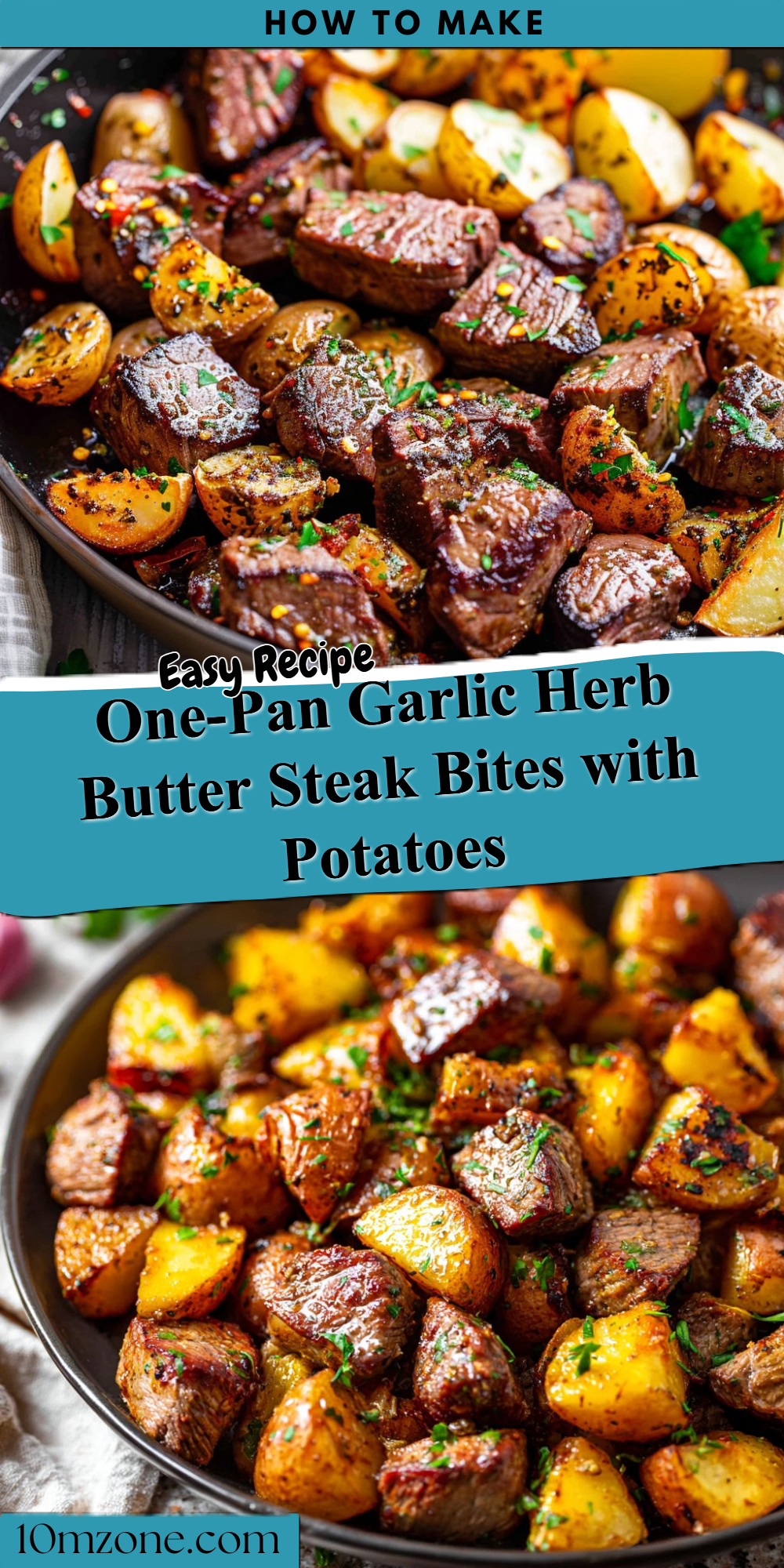 One-Pan Garlic Herb Butter Steak Bites with Potatoes