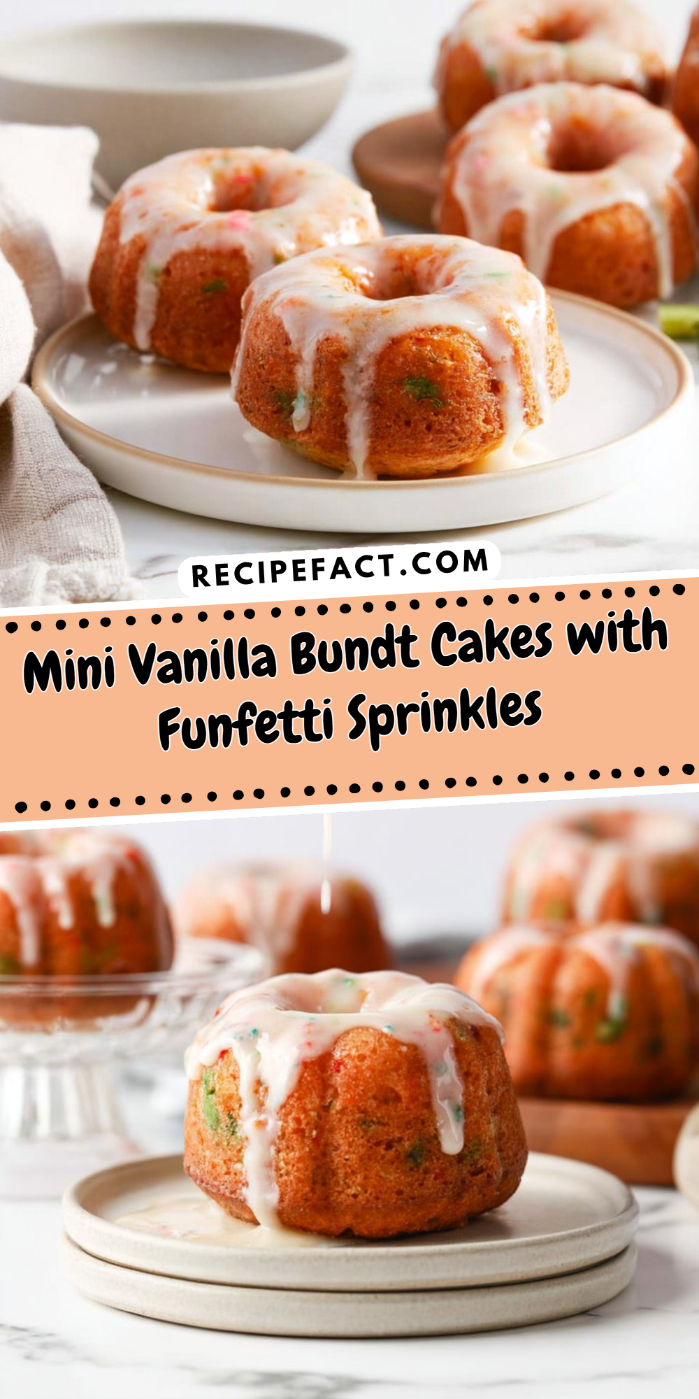 Mini Vanilla Bundt Cakes with Funfetti Sprinkles
