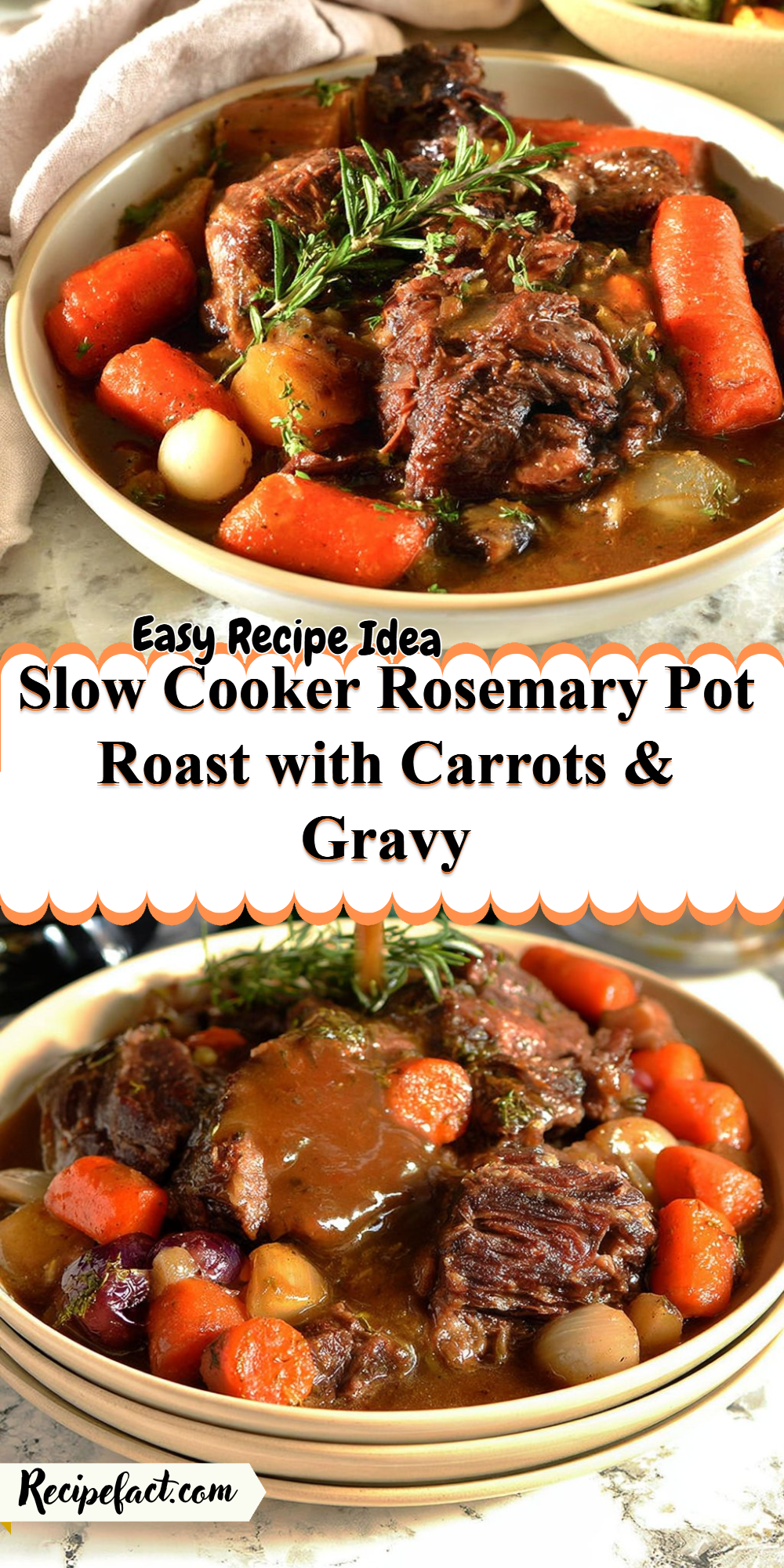 Slow Cooker Rosemary Pot Roast with Carrots & Gravy