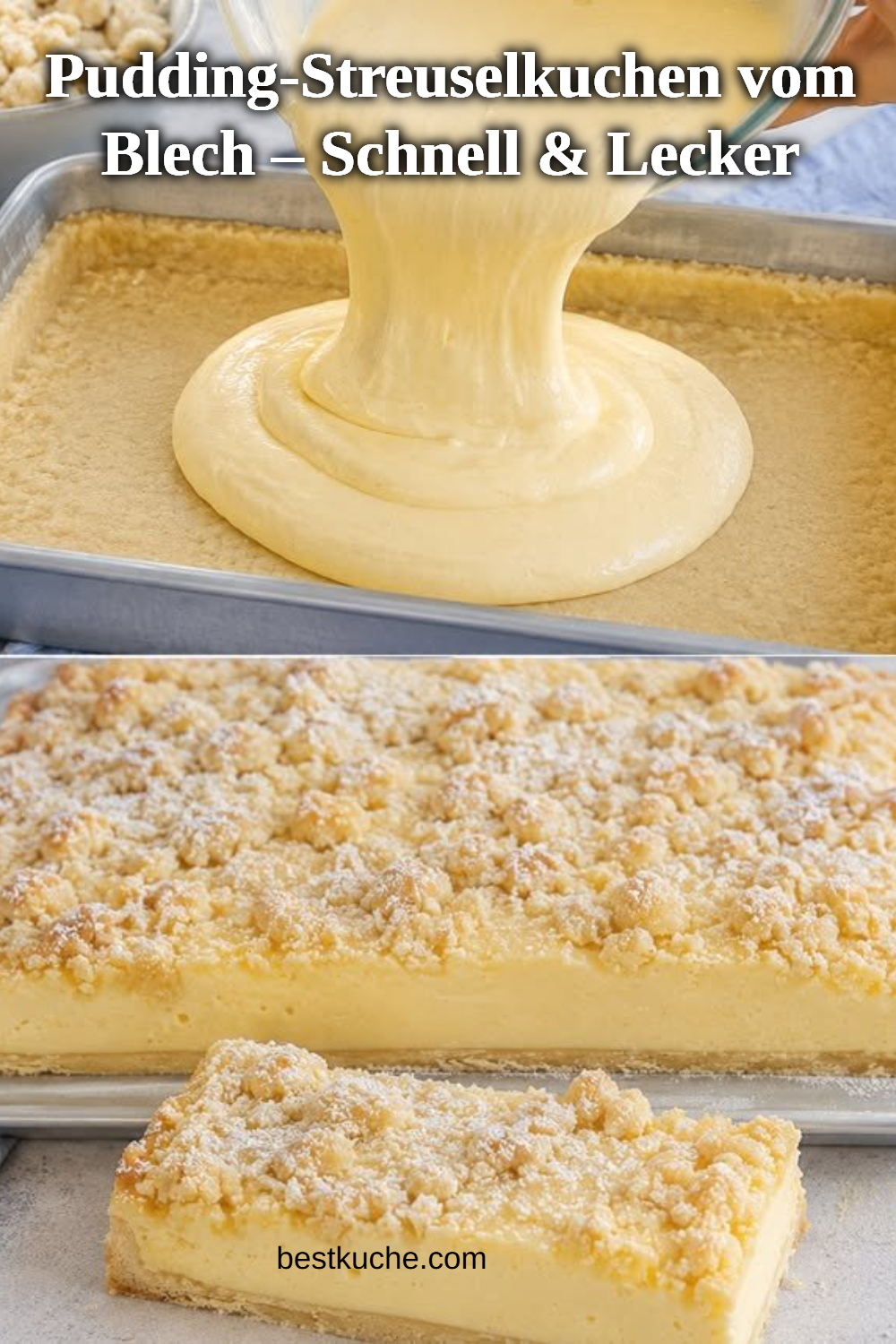 Pudding-Streuselkuchen vom Blech – Schnell & Lecker