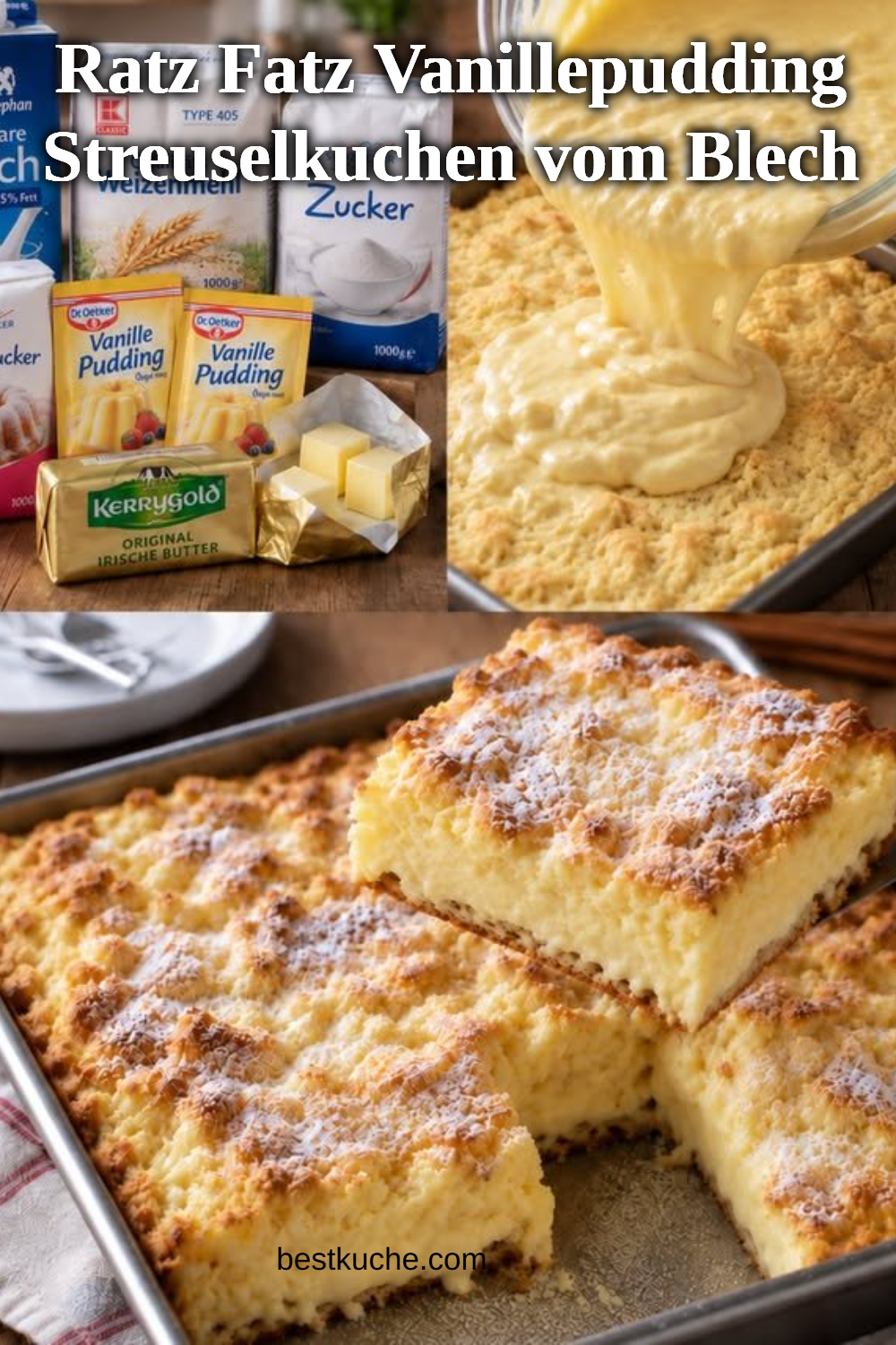 Ratz Fatz Vanillepudding Streuselkuchen vom Blech