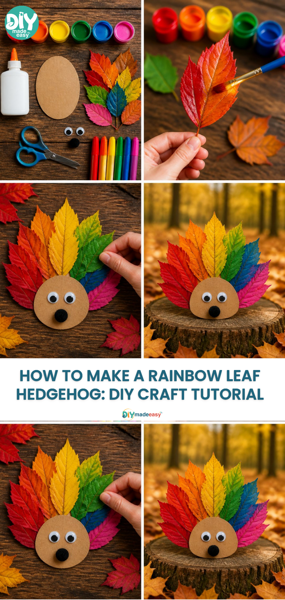 How to Make a Rainbow Leaf Hedgehog: DIY Craft Tutorial