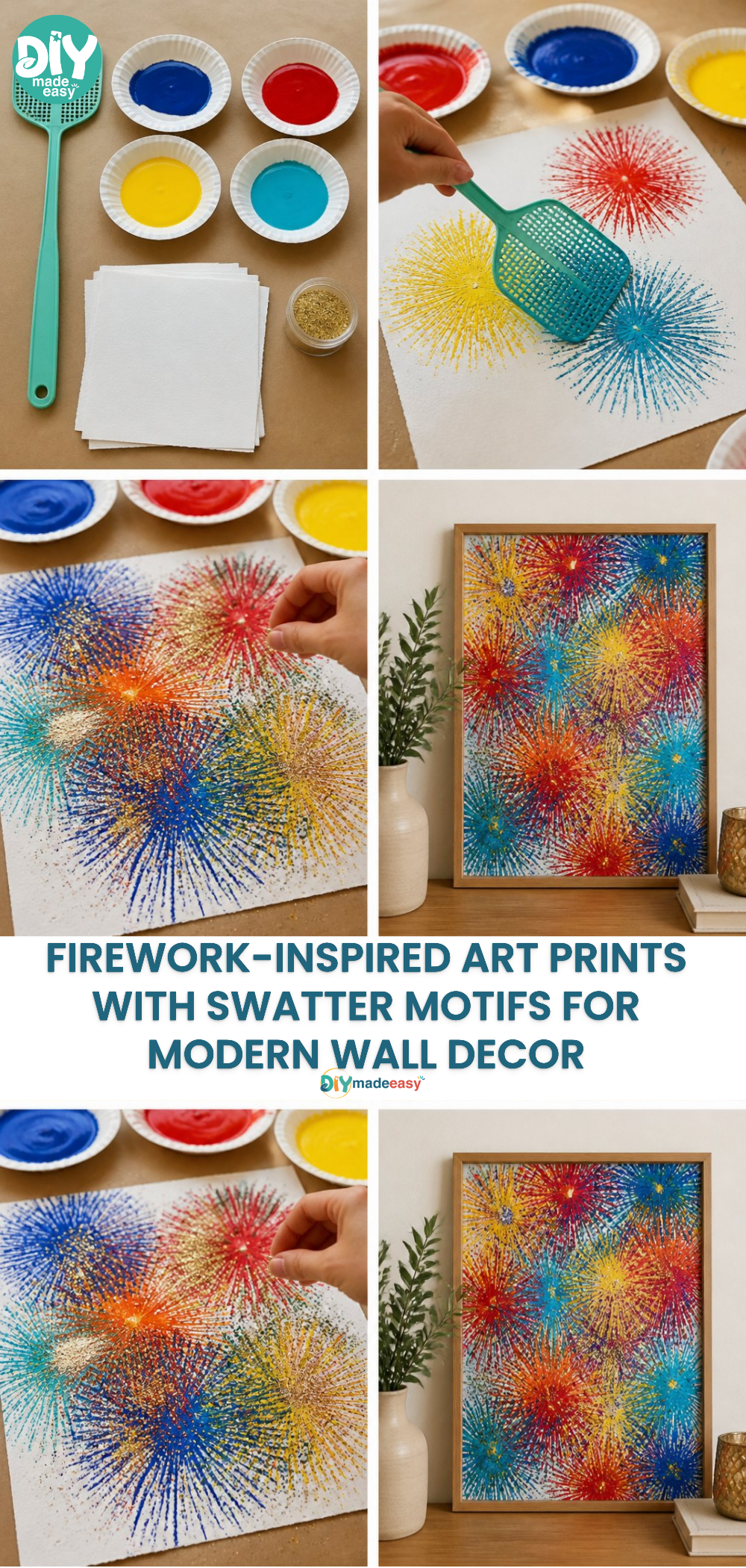 Firework-Inspired Art Prints with Swatter Motifs for Modern Wall Decor