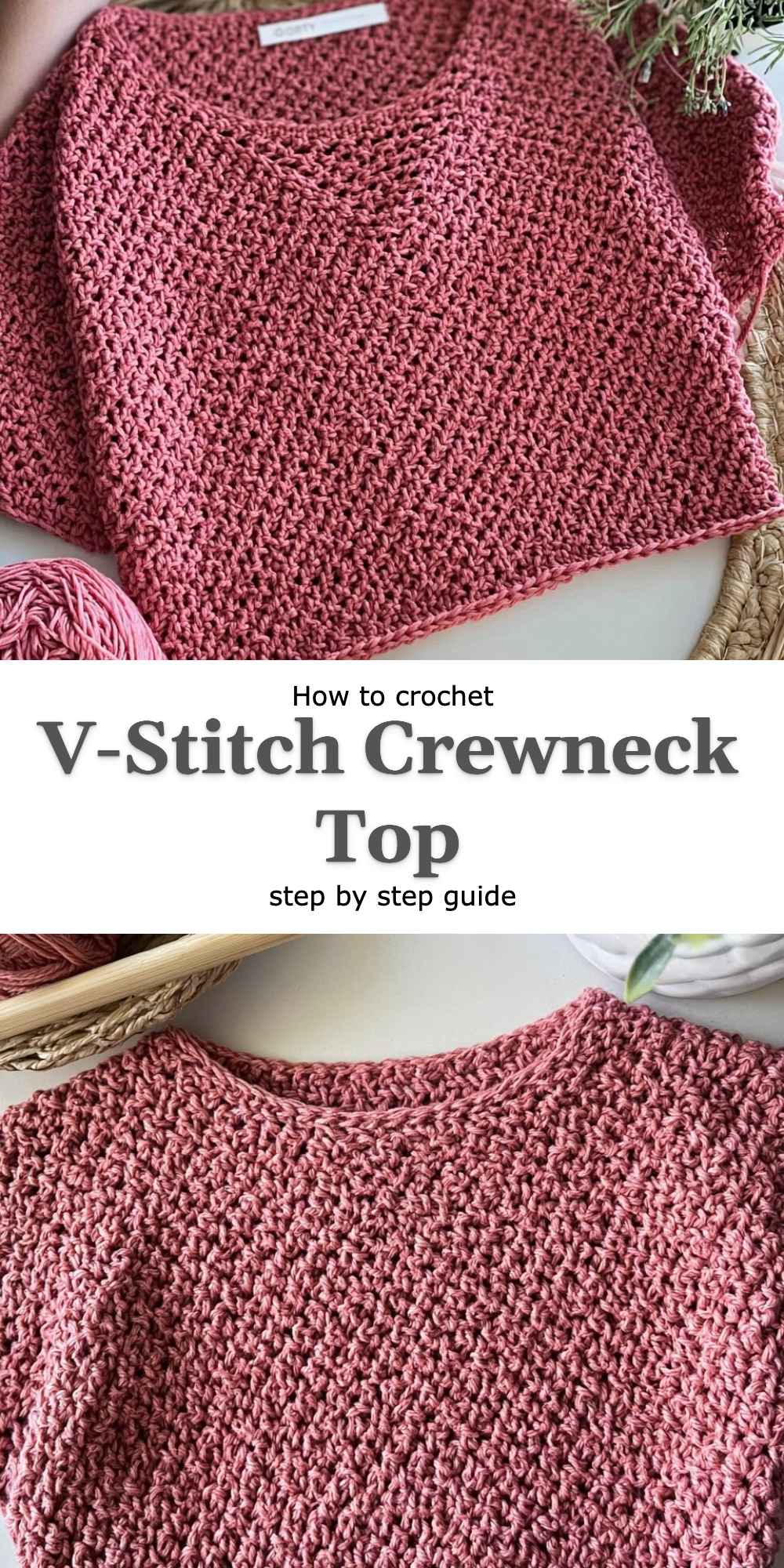 V-Stitch Crewneck Top
