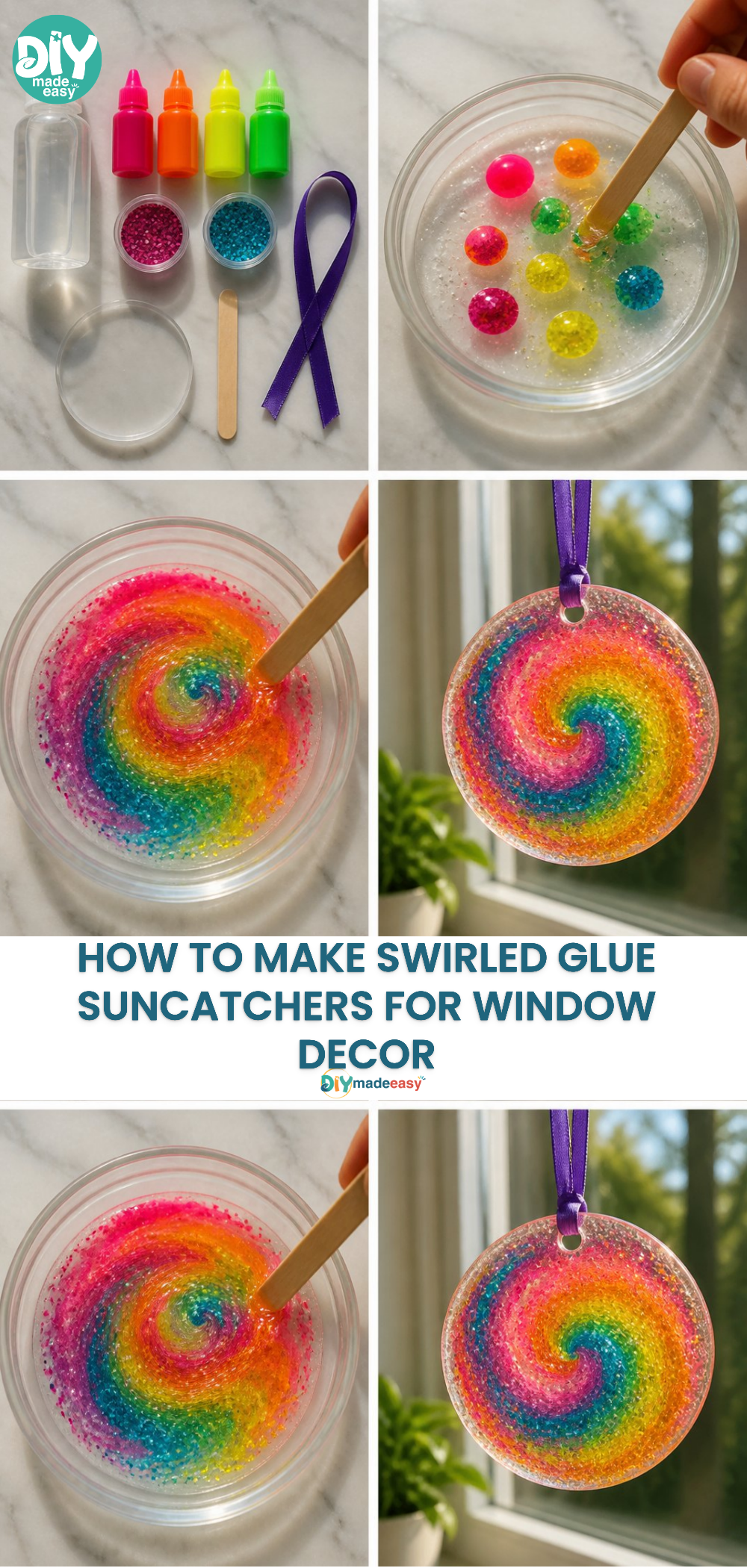 How to Make Swirled Glue Suncatchers for Window Decor