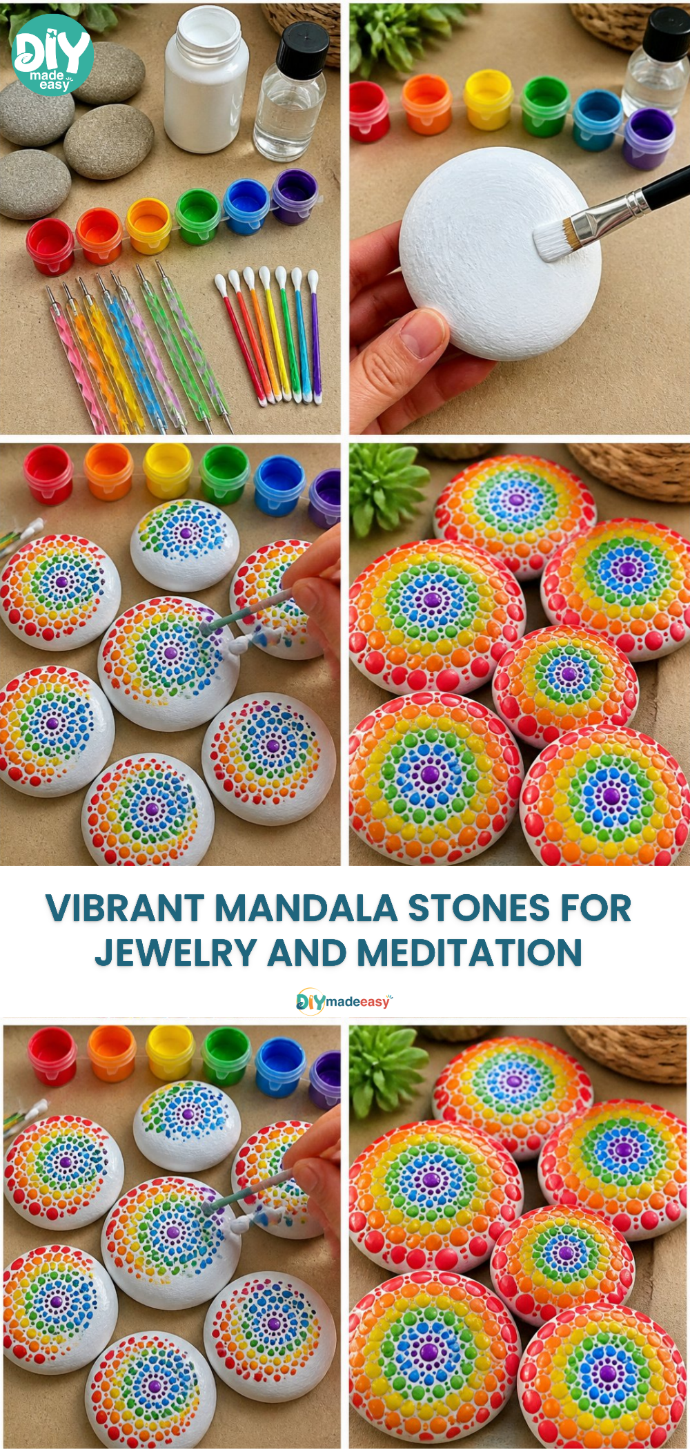 Vibrant Mandala Stones for Jewelry and Meditation