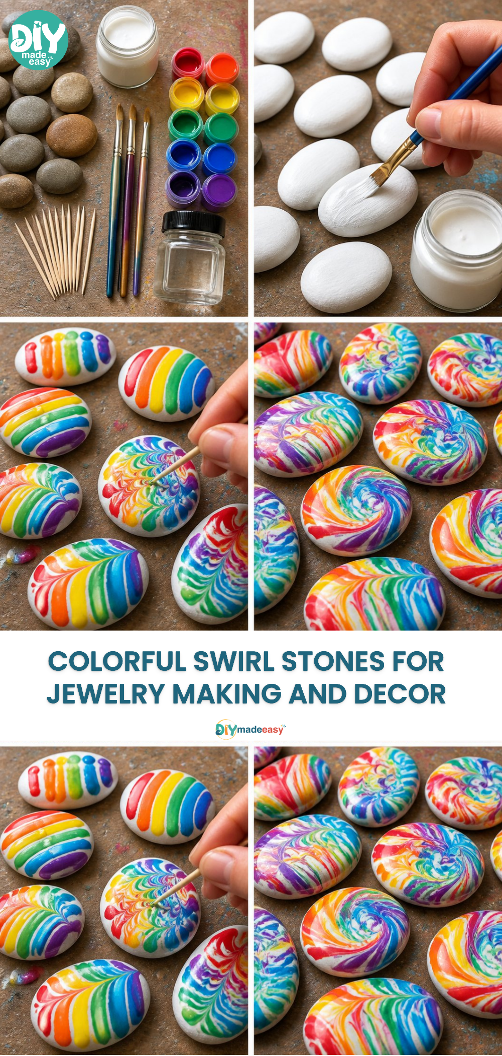 Colorful Swirl Stones for Jewelry Making and Decor