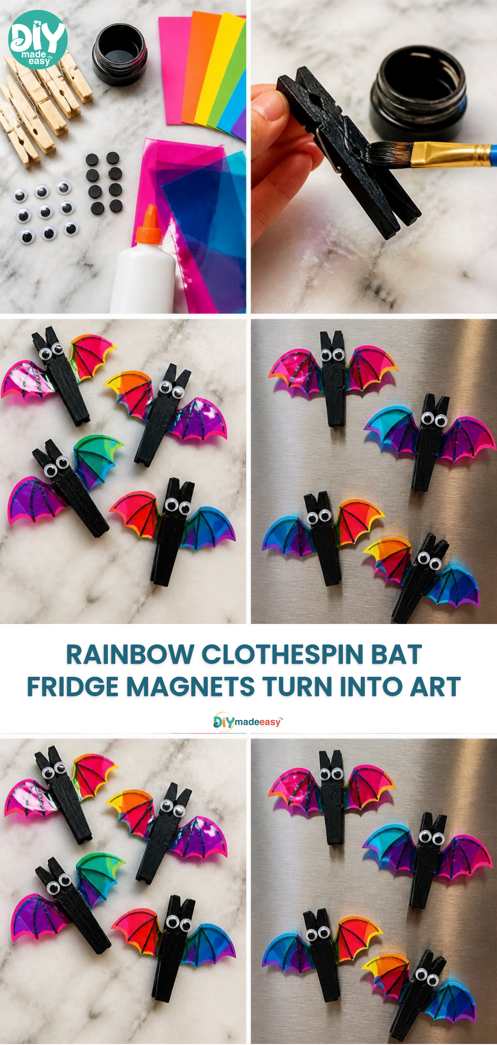 Rainbow Clothespin Bat Fridge Magnets Turn Into Art