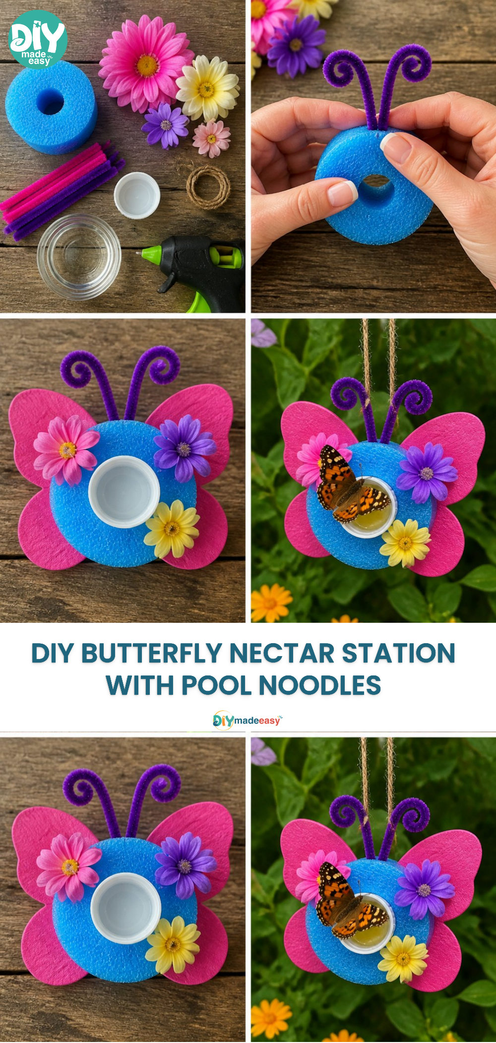 DIY Butterfly Nectar Station with Pool Noodles