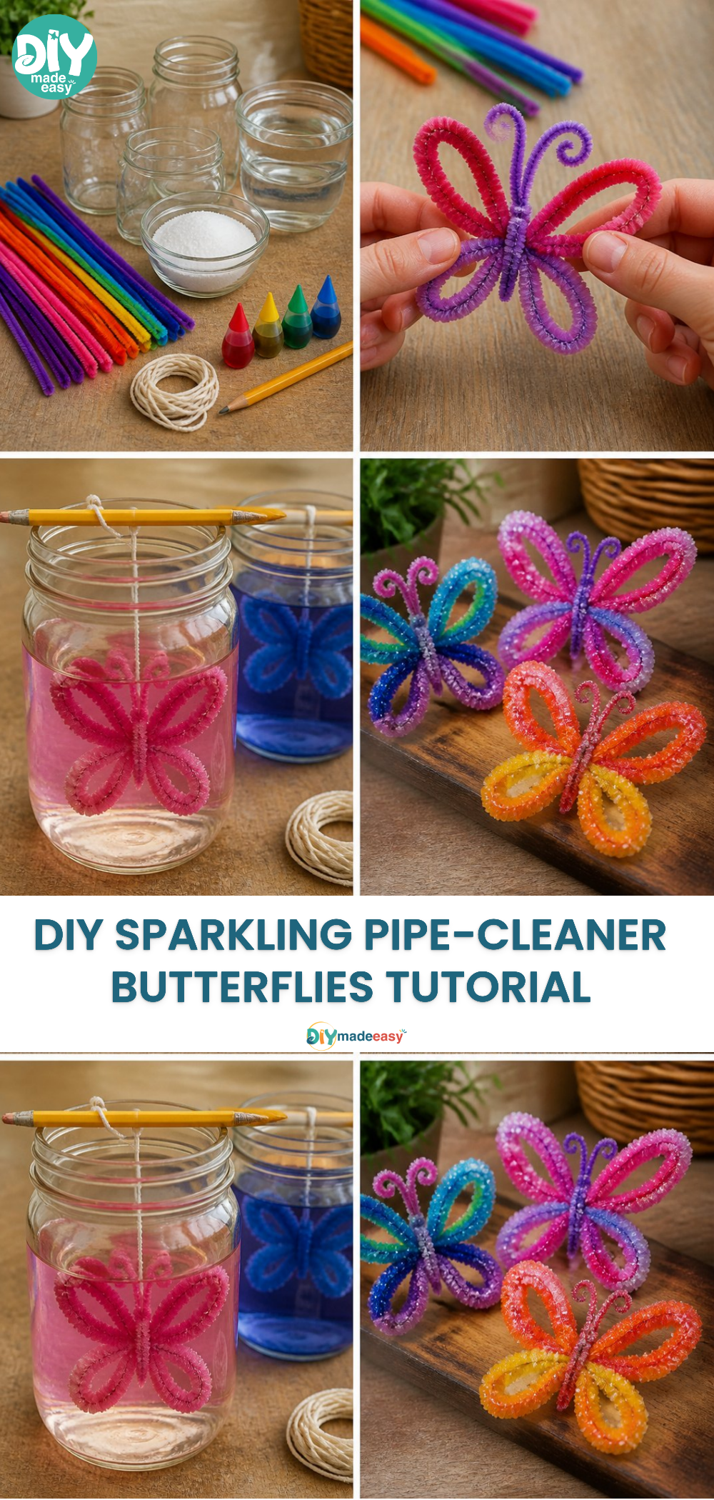 DIY Sparkling Pipe-Cleaner Butterflies Tutorial