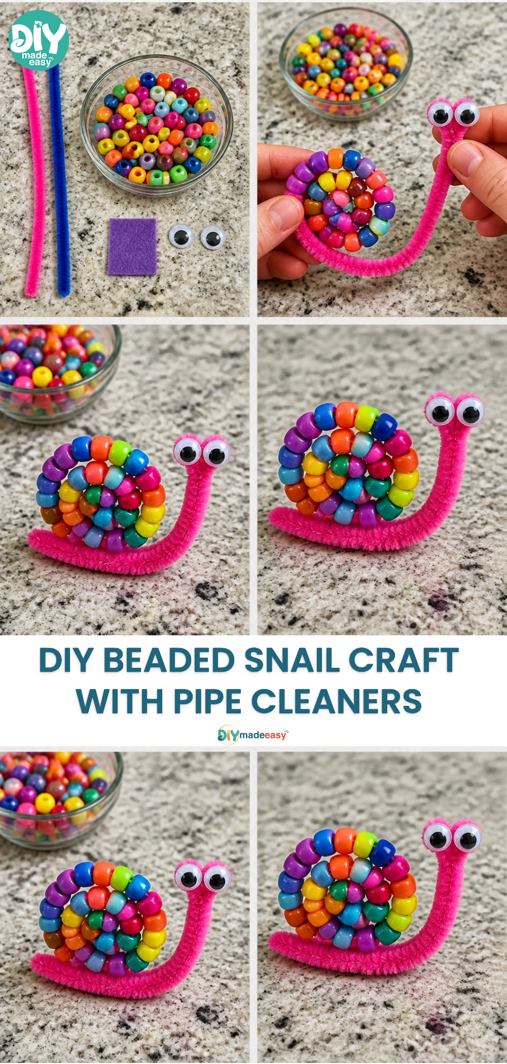 DIY Beaded Snail Craft with Pipe Cleaners 16 DIY Beaded Snail Craft with Pipe Cleaners
