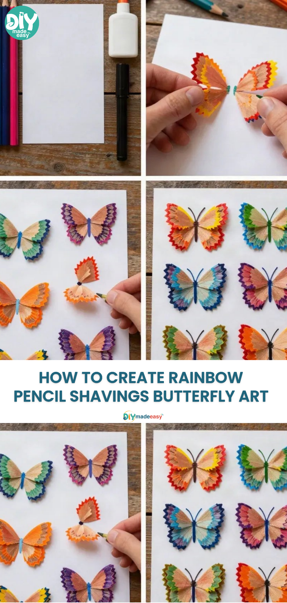 How to Create Rainbow Pencil Shavings Butterfly Art