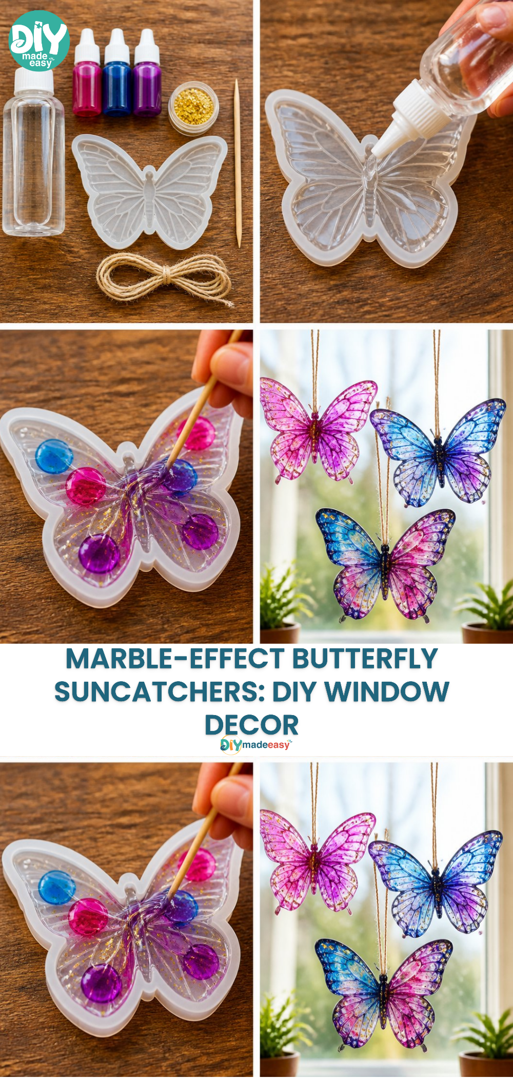 Marble-Effect Butterfly Suncatchers: DIY Window Decor