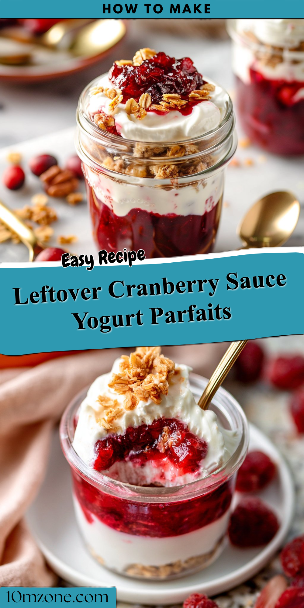 Leftover Cranberry Sauce Yogurt Parfaits